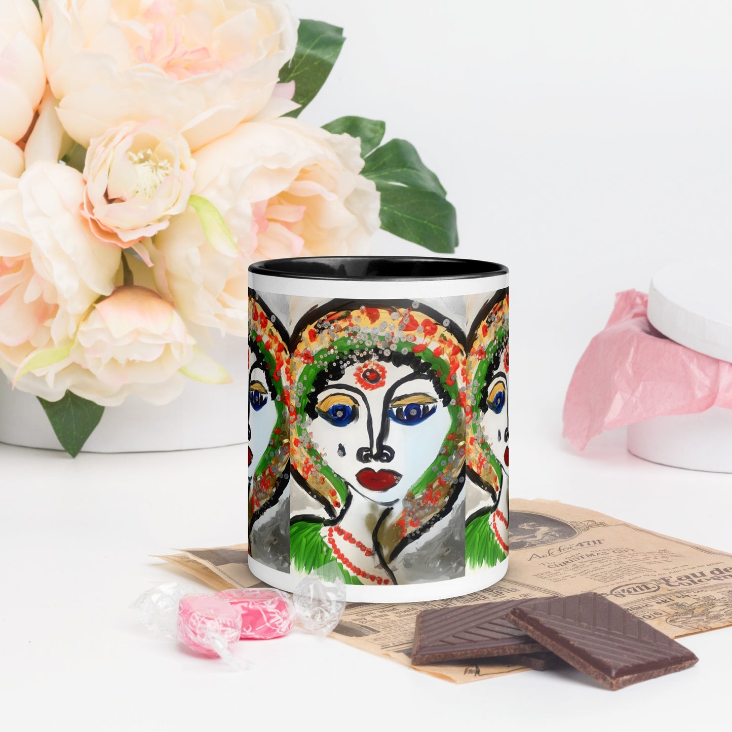 Indian Woman Mug with Color Inside