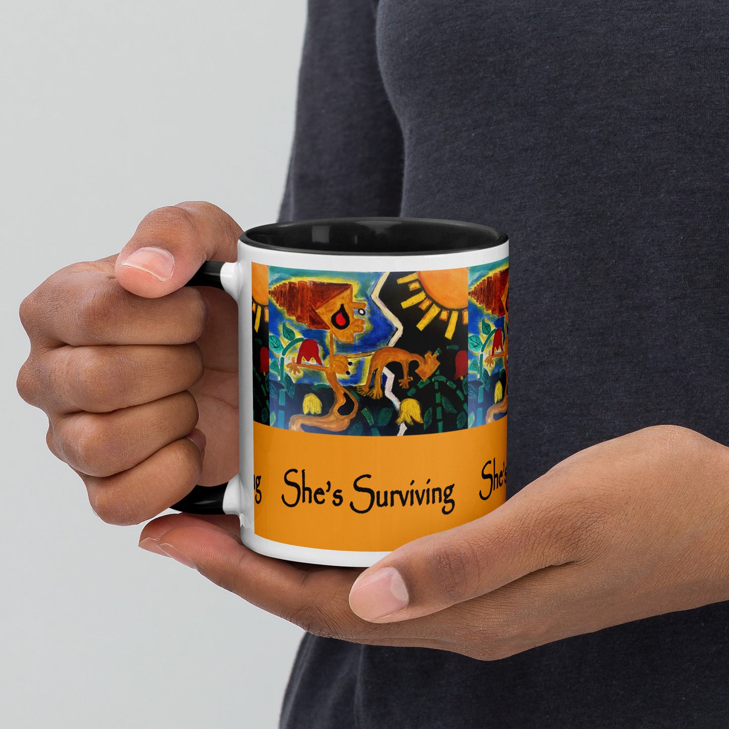 She's Surviving Mug with Color Inside