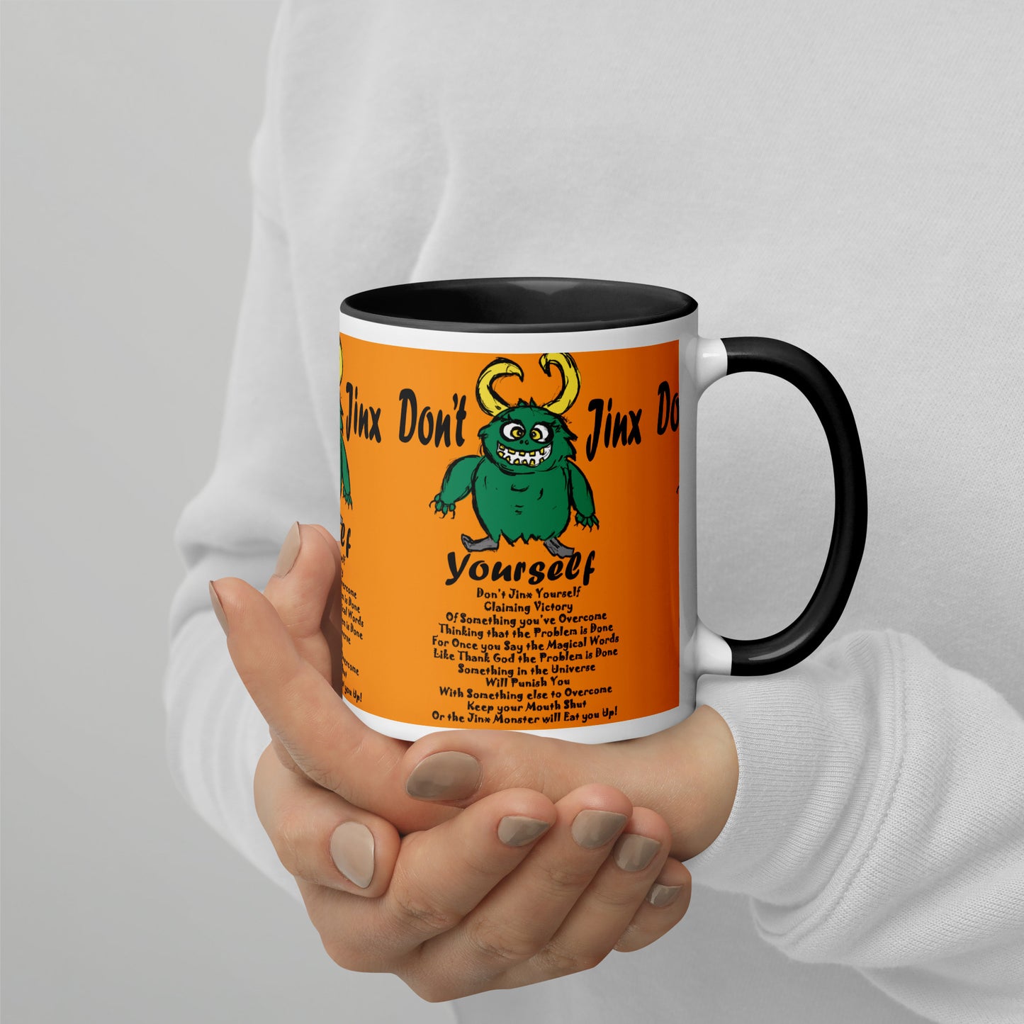 Don't Jinx Yourself Mug with Color Inside