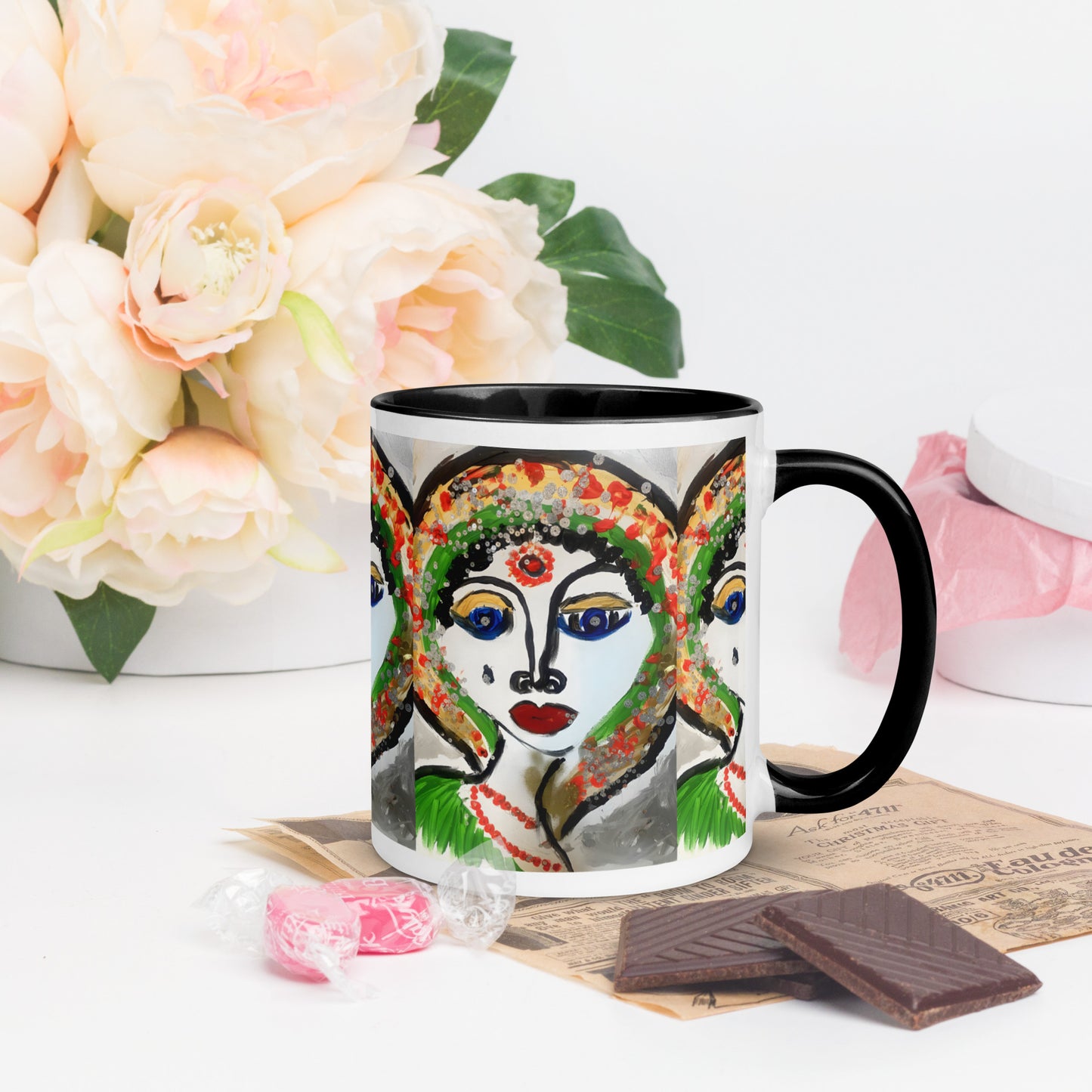 Indian Woman Mug with Color Inside