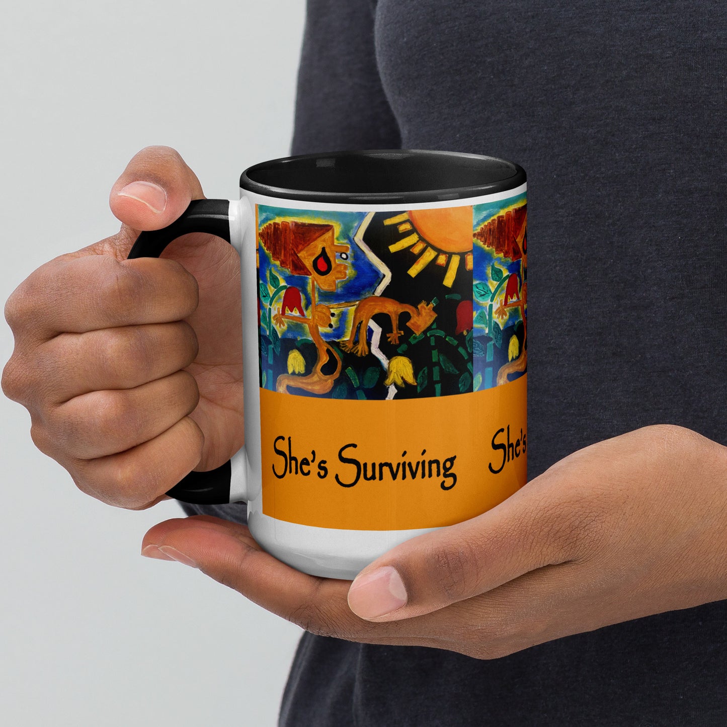 She's Surviving Mug with Color Inside