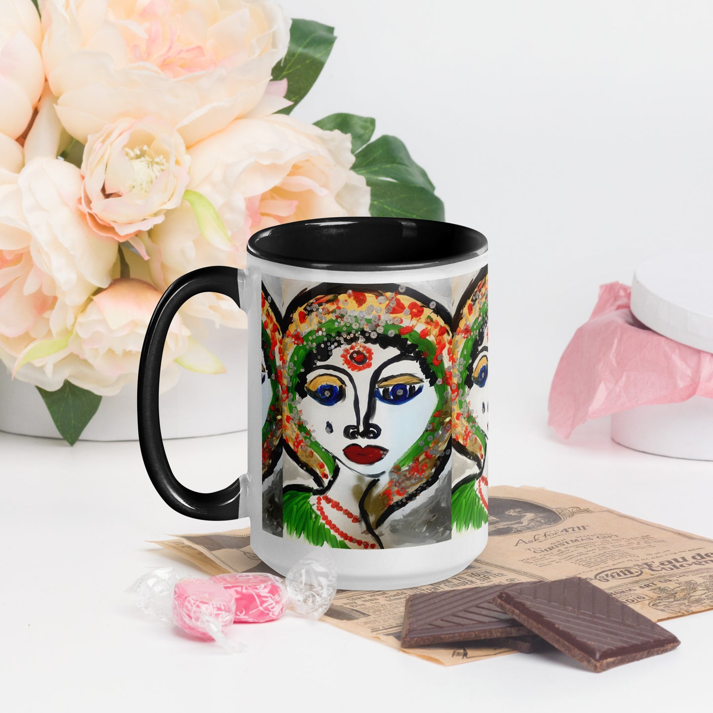 Indian Woman Mug with Color Inside