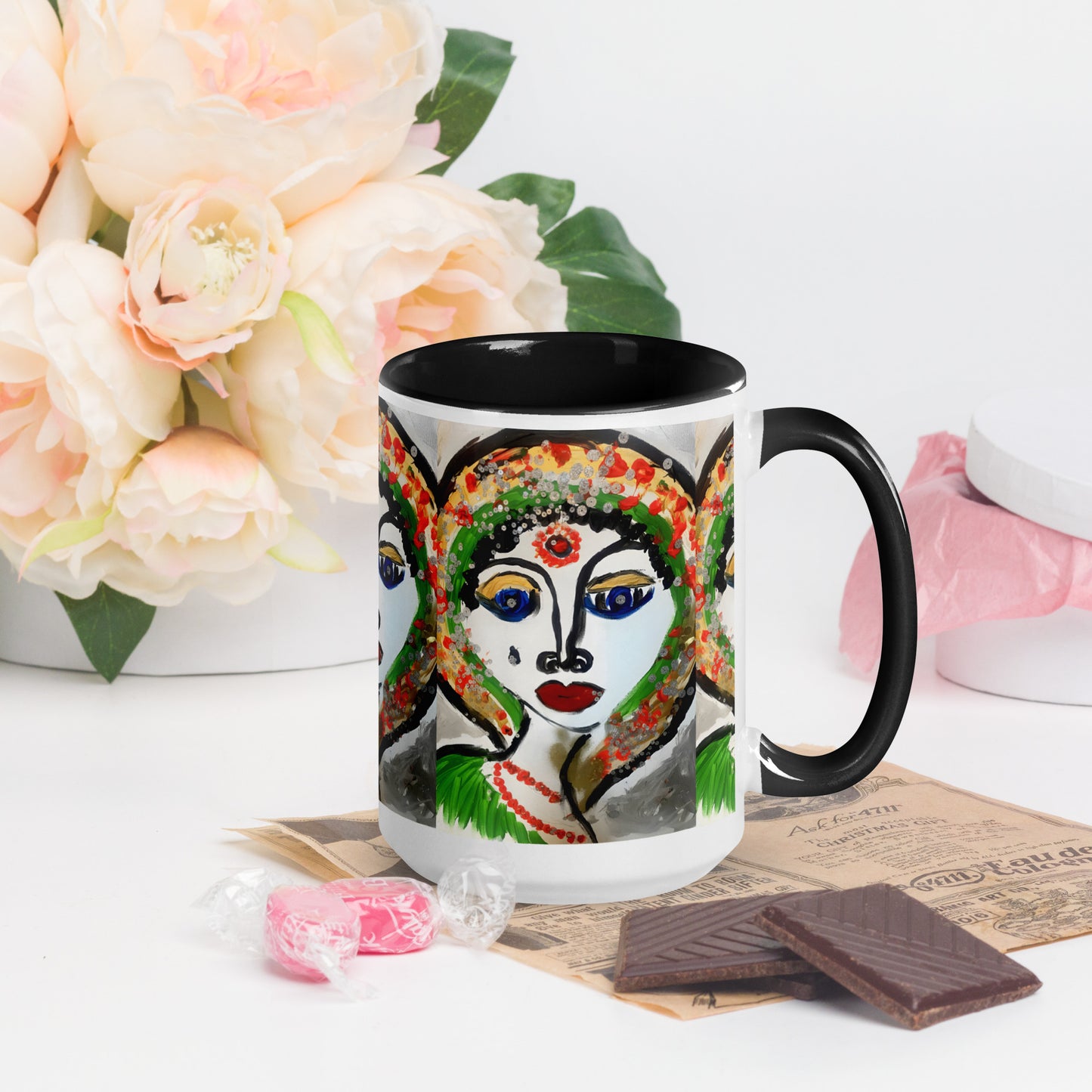 Indian Woman Mug with Color Inside