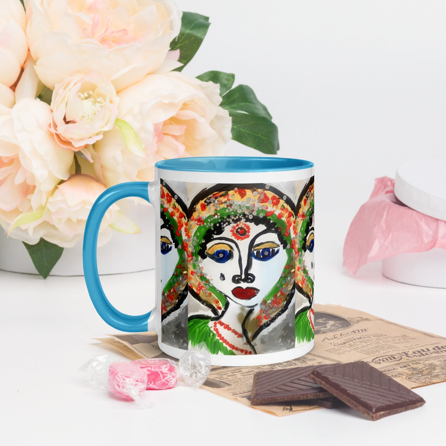 Indian Woman Mug with Color Inside