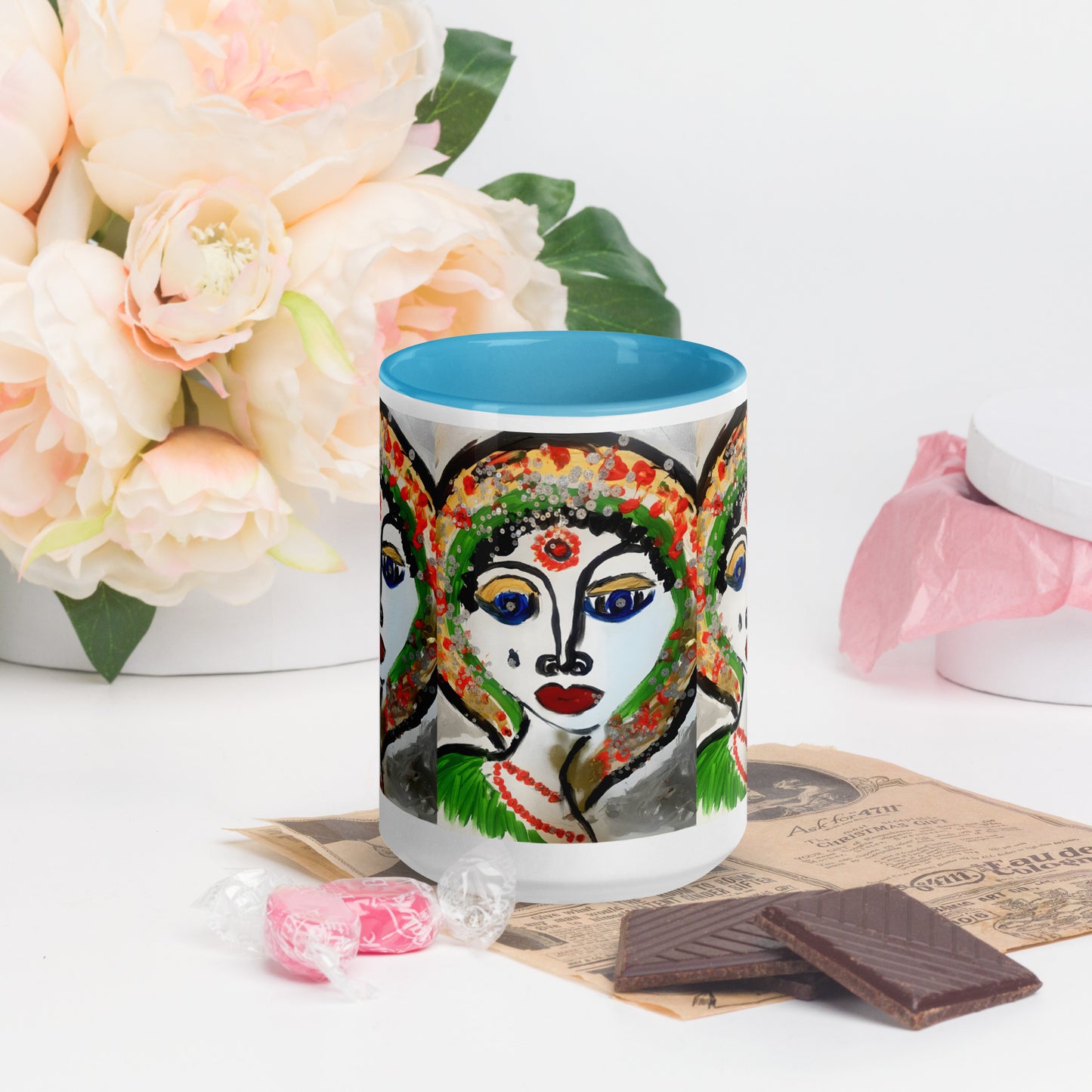 Indian Woman Mug with Color Inside