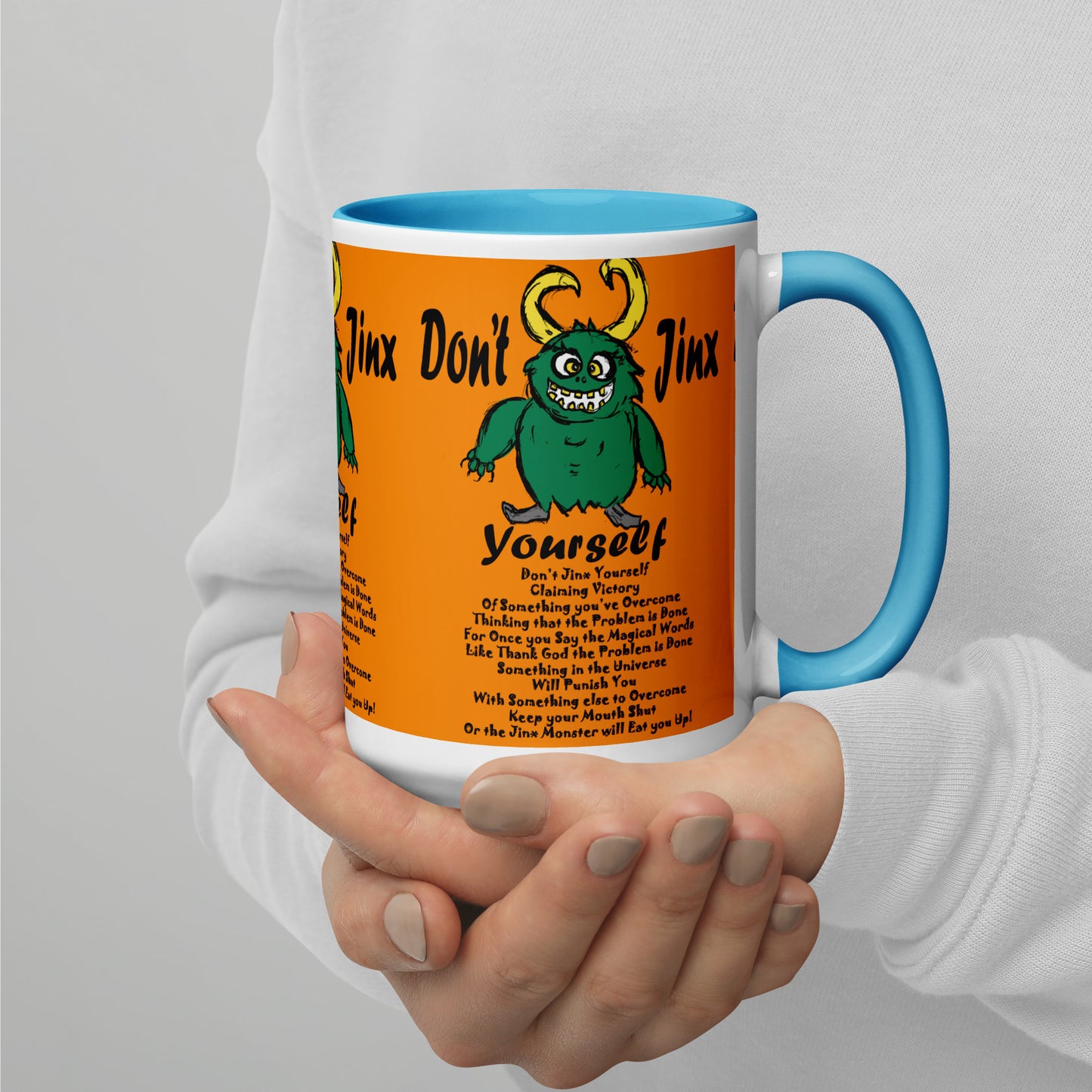 Don't Jinx Yourself Mug with Color Inside