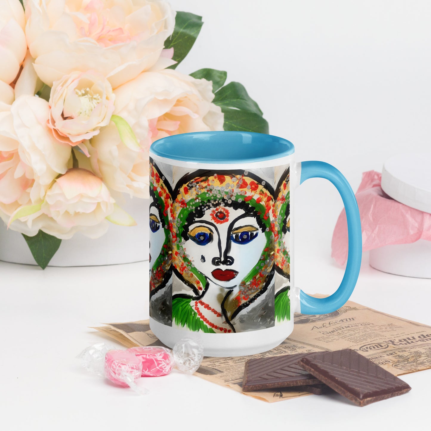 Indian Woman Mug with Color Inside