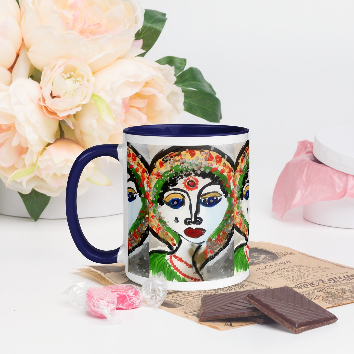 Indian Woman Mug with Color Inside