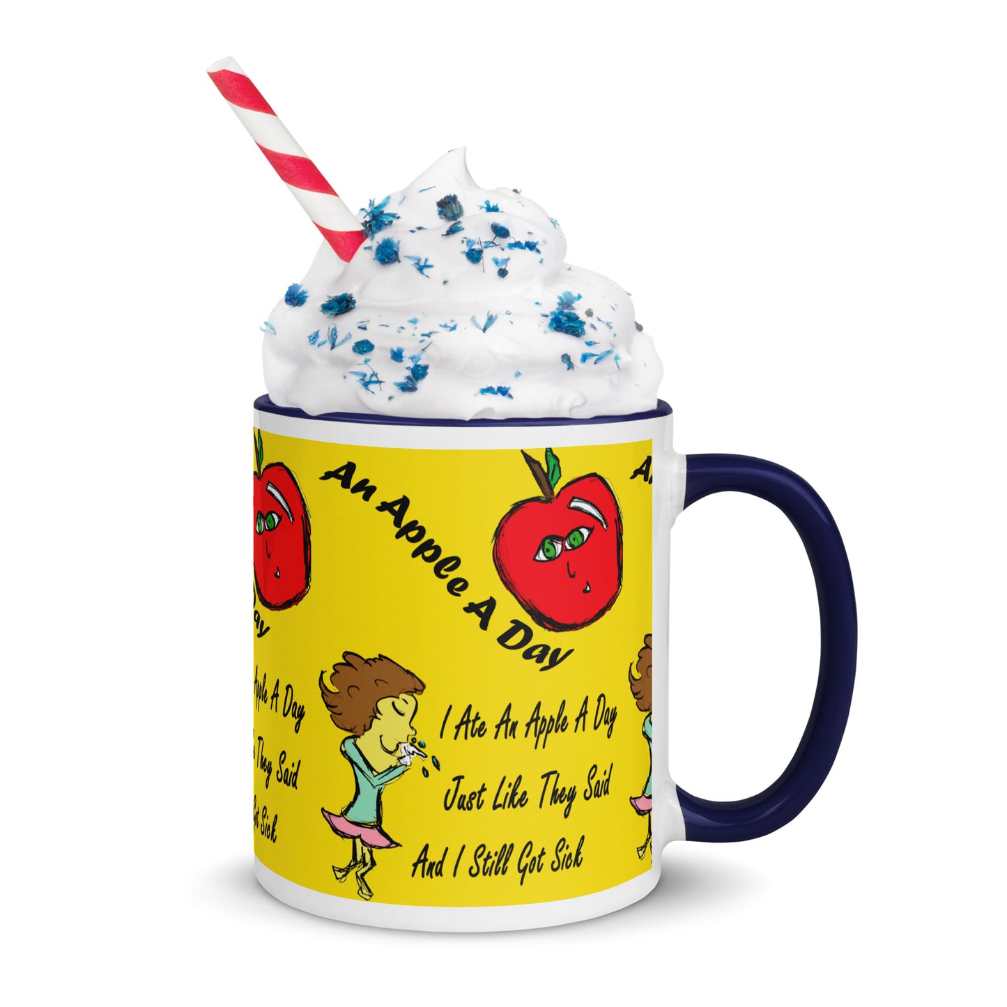 An Apple A Day Mug with Color Inside