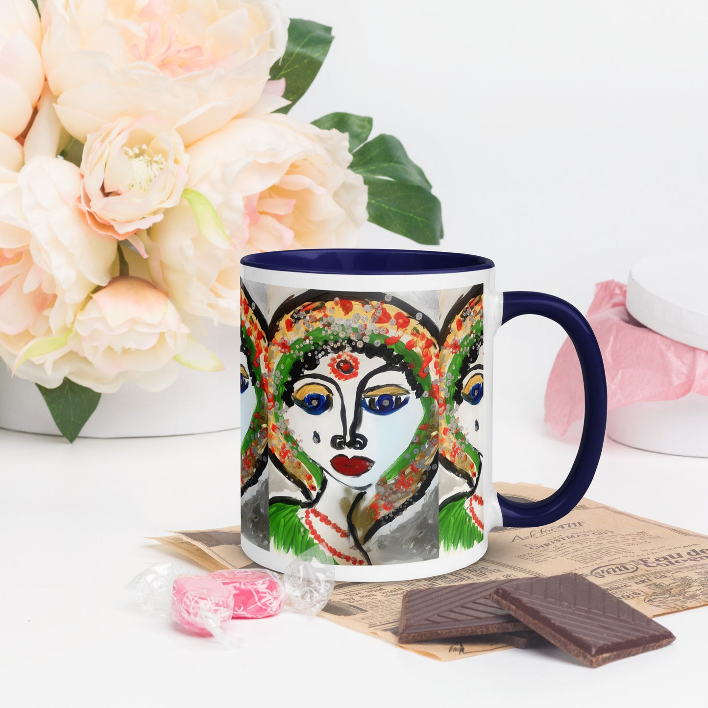 Indian Woman Mug with Color Inside