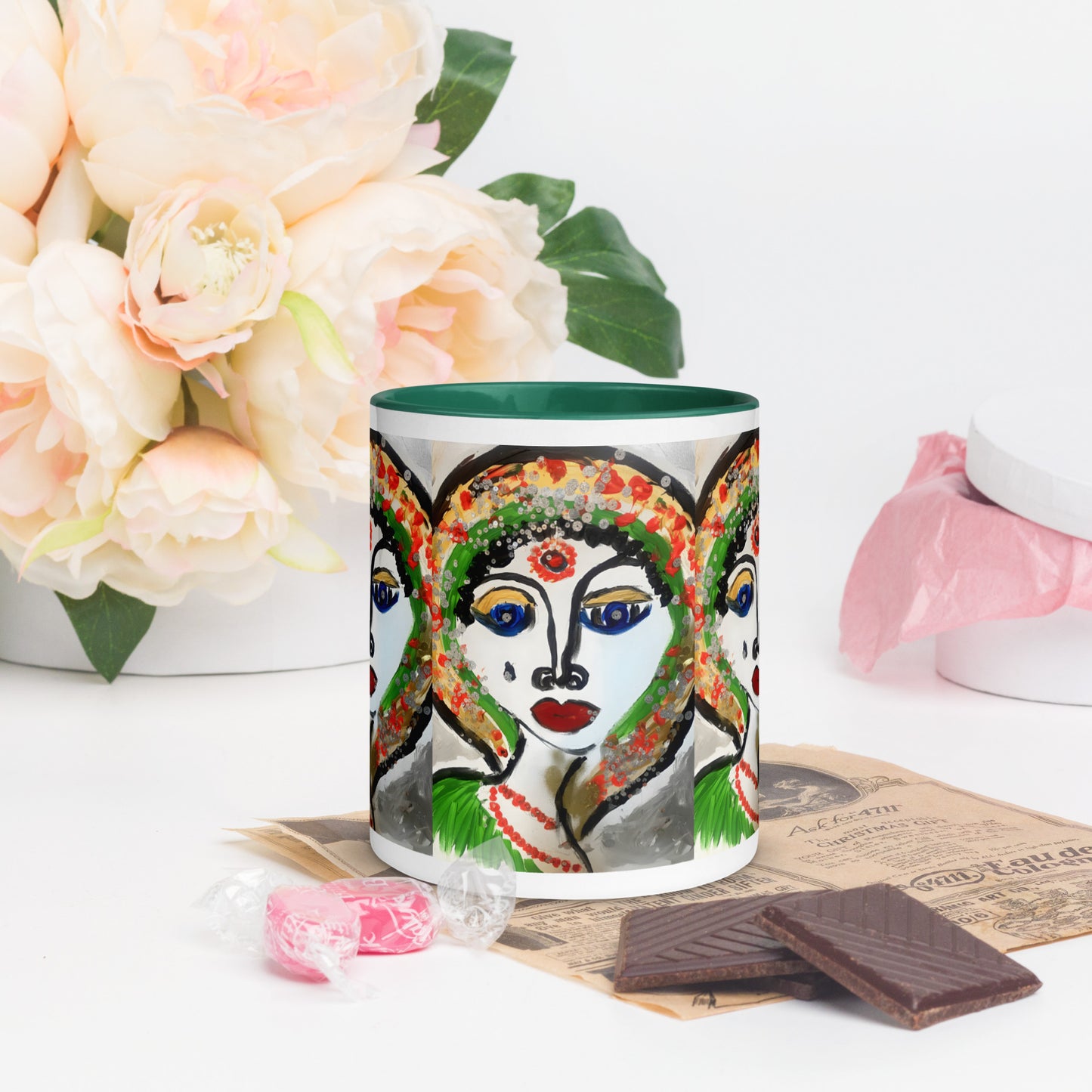 Indian Woman Mug with Color Inside