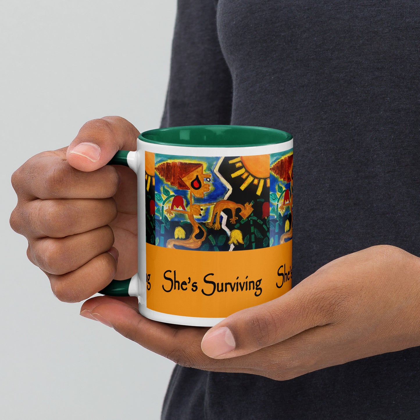 She's Surviving Mug with Color Inside