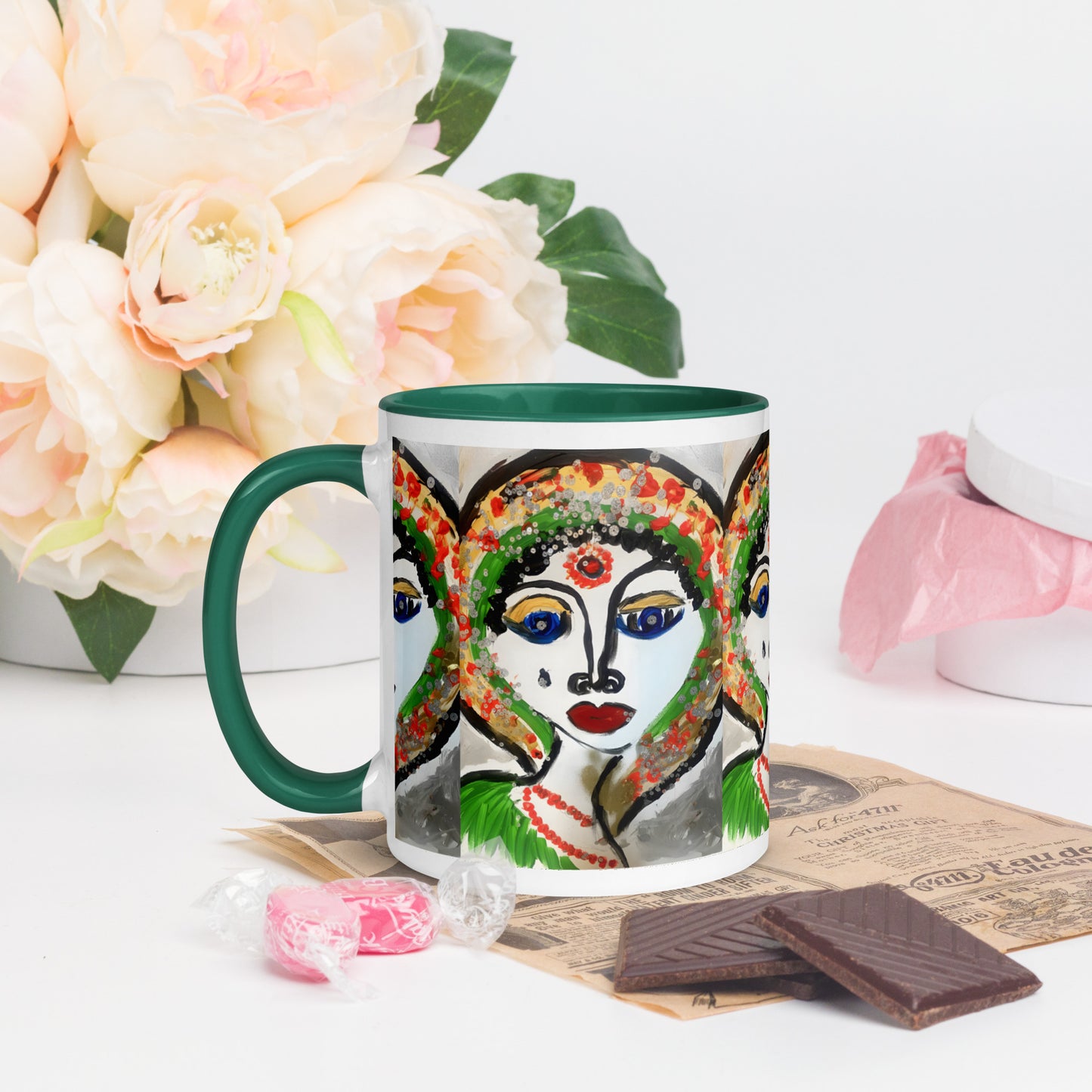 Indian Woman Mug with Color Inside