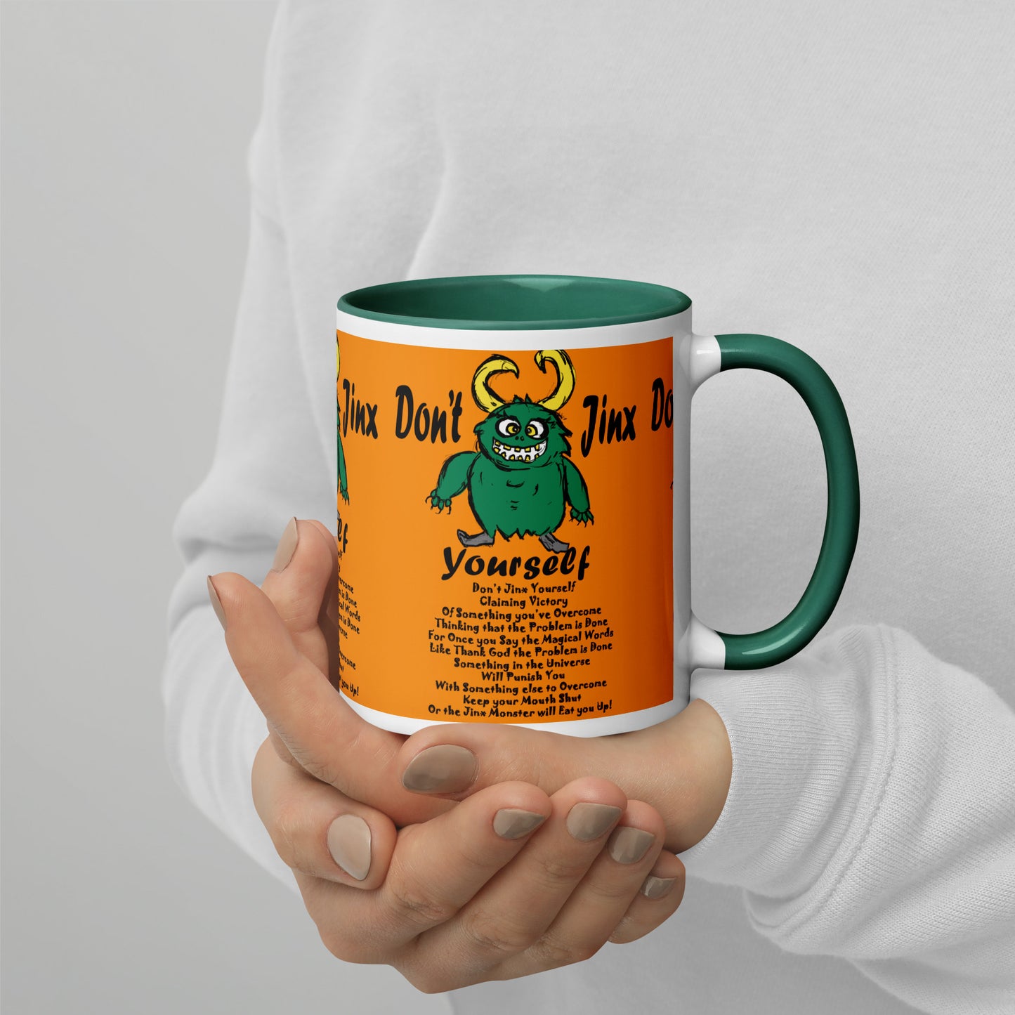 Don't Jinx Yourself Mug with Color Inside