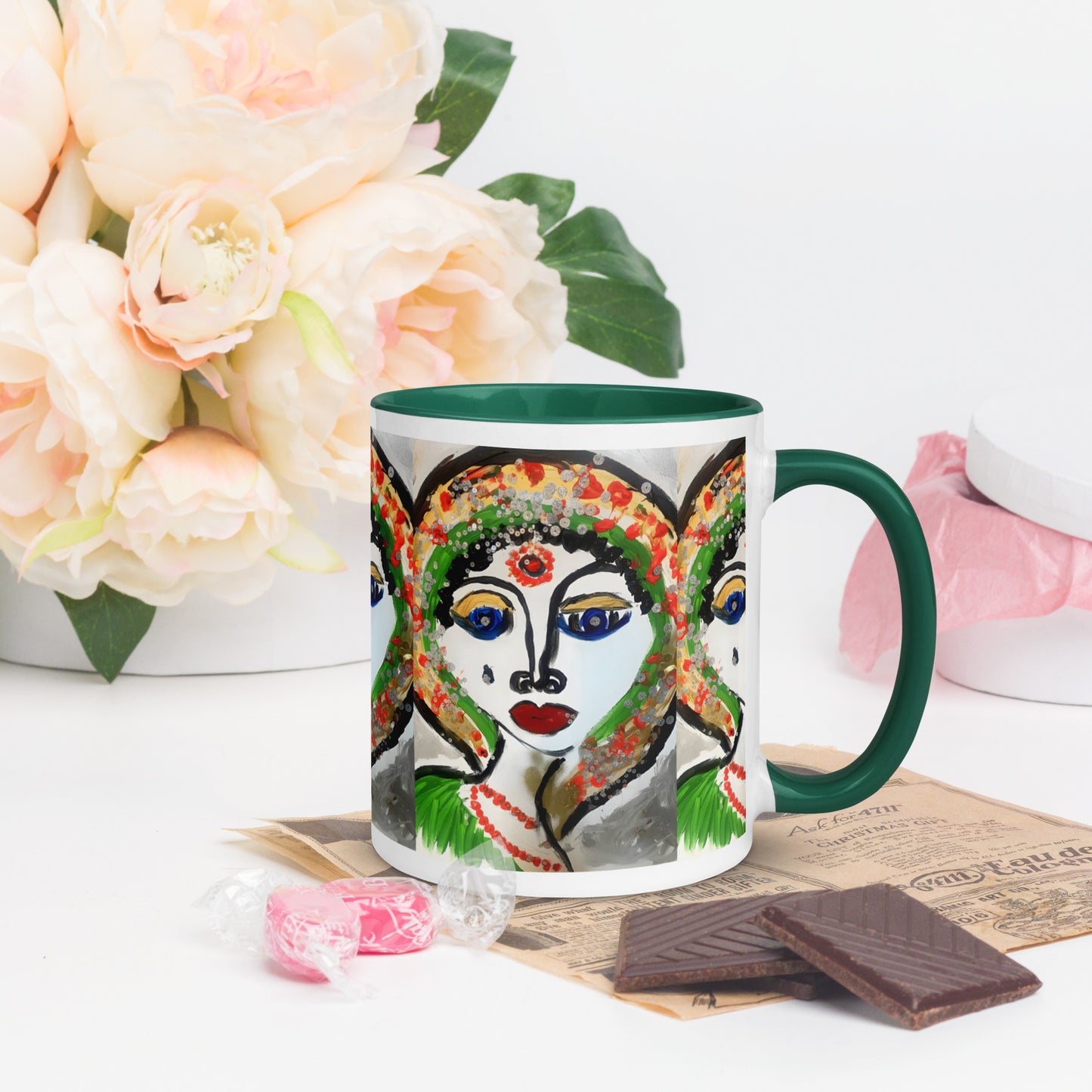 Indian Woman Mug with Color Inside