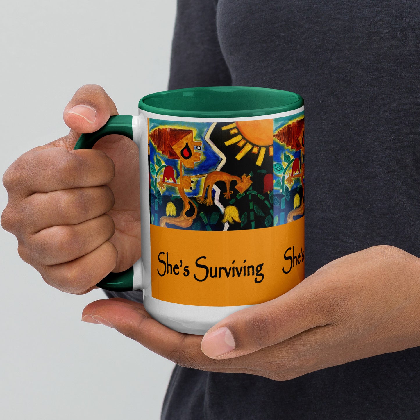 She's Surviving Mug with Color Inside