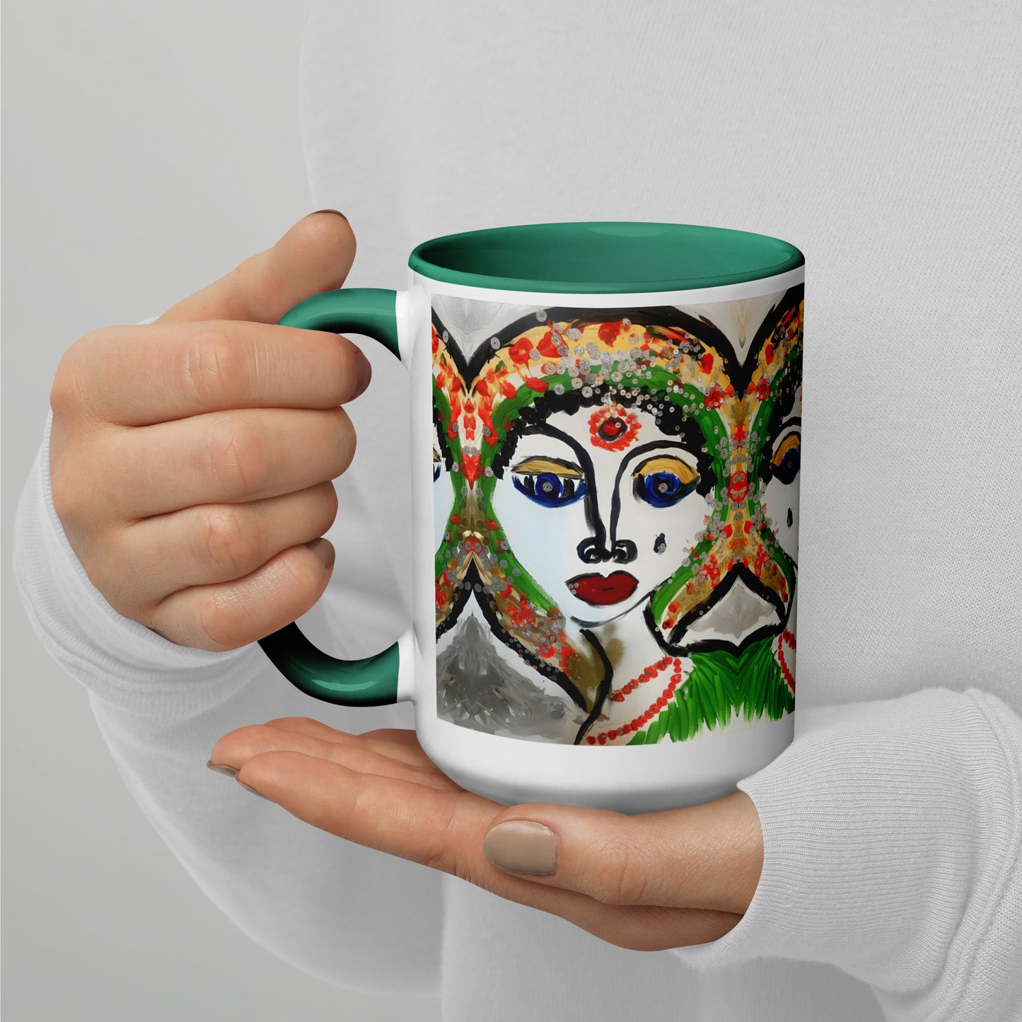 Indian Woman Mug with Color Inside