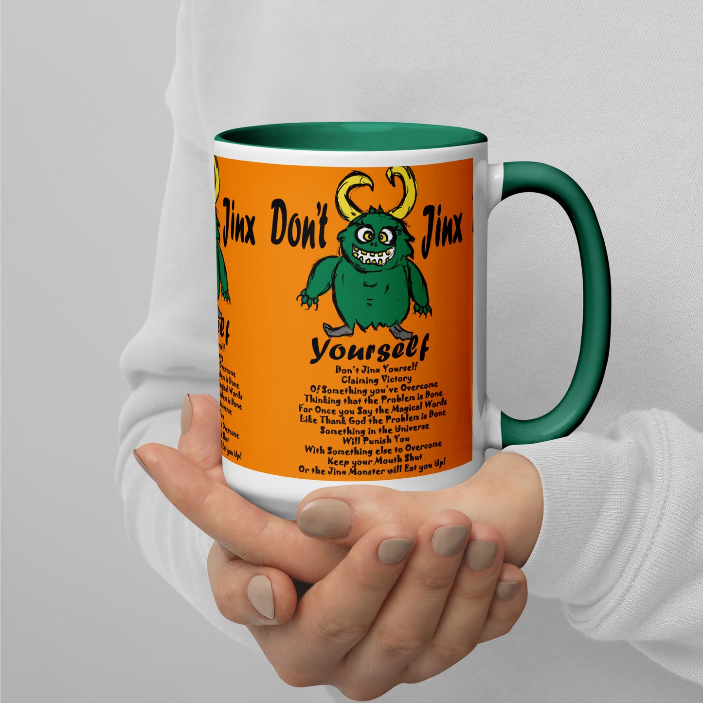 Don't Jinx Yourself Mug with Color Inside