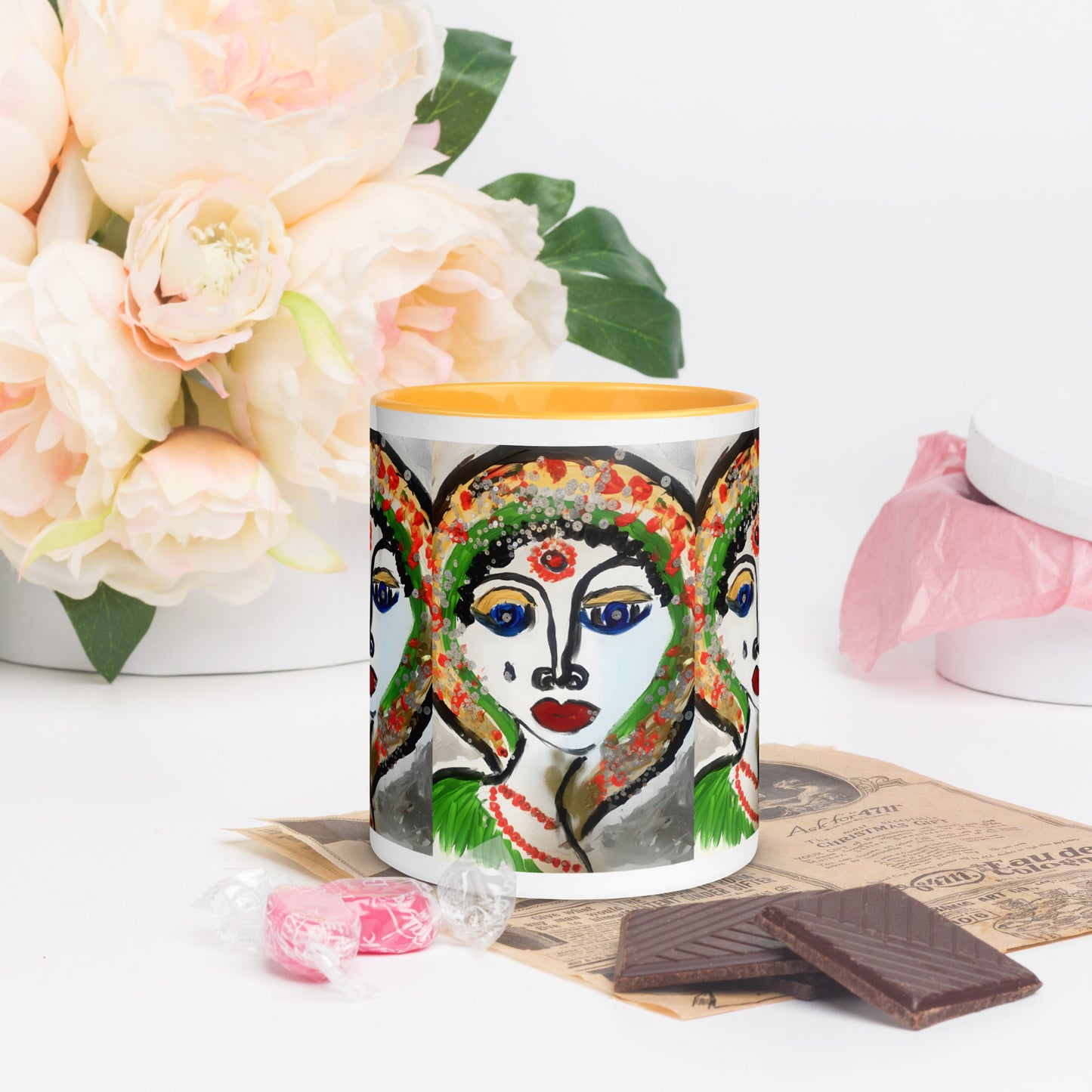 Indian Woman Mug with Color Inside