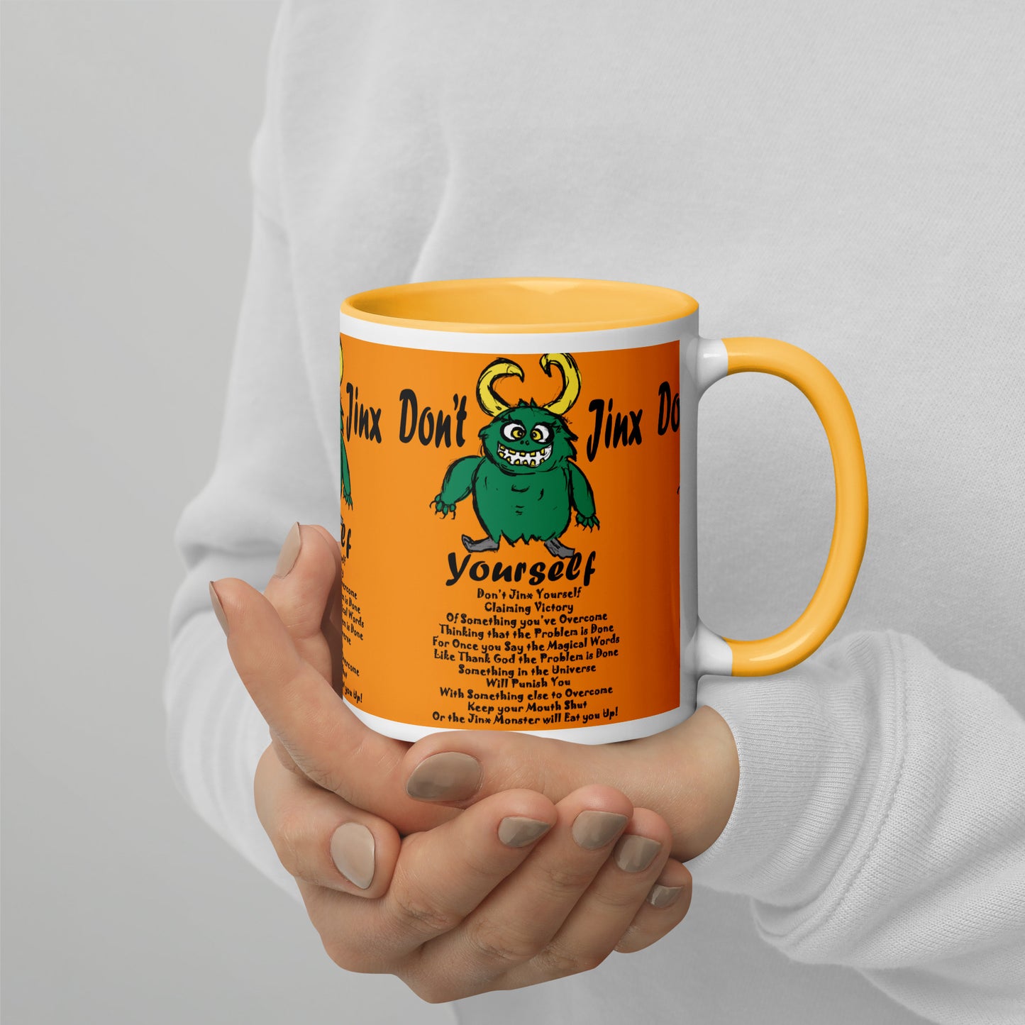 Don't Jinx Yourself Mug with Color Inside