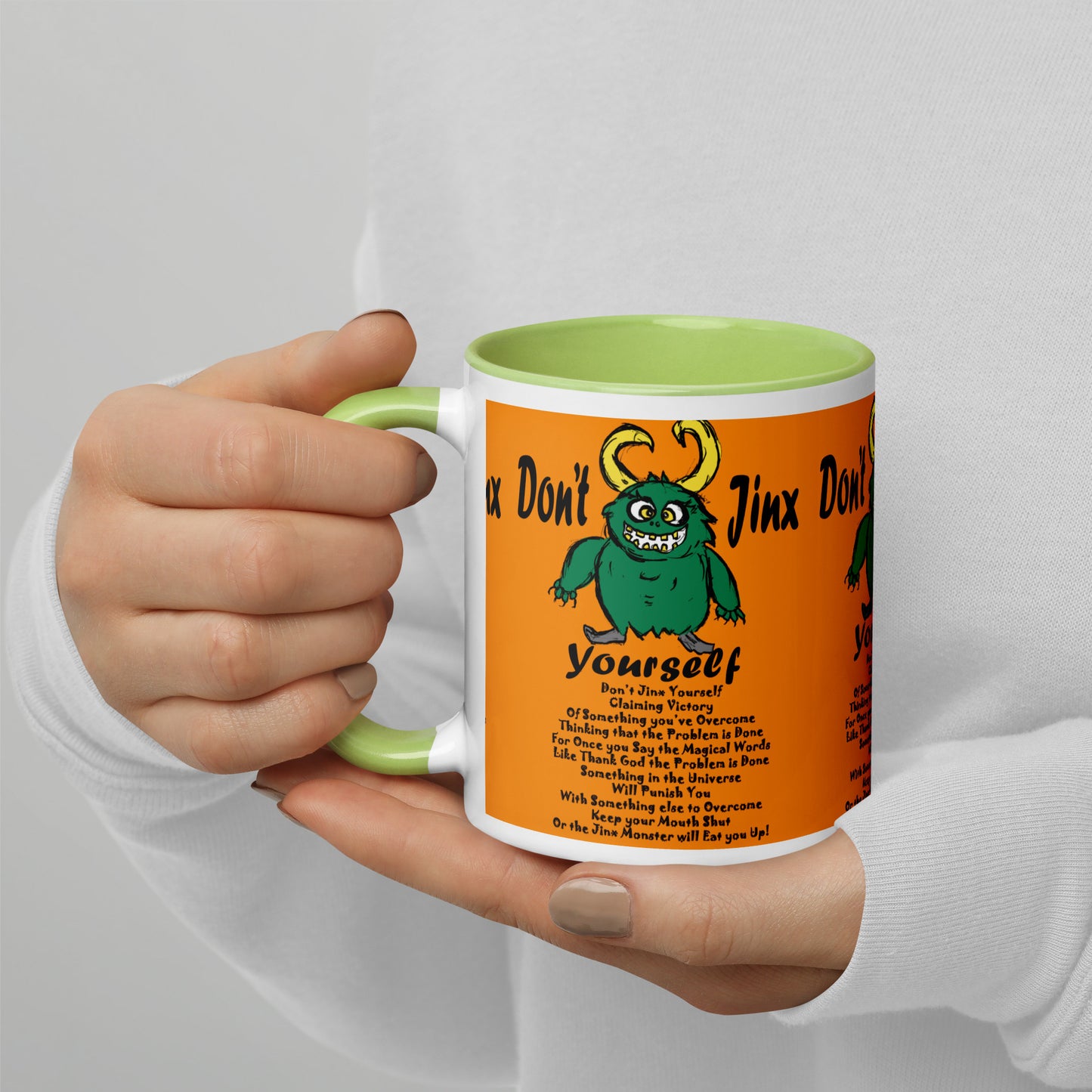 Don't Jinx Yourself Mug with Color Inside