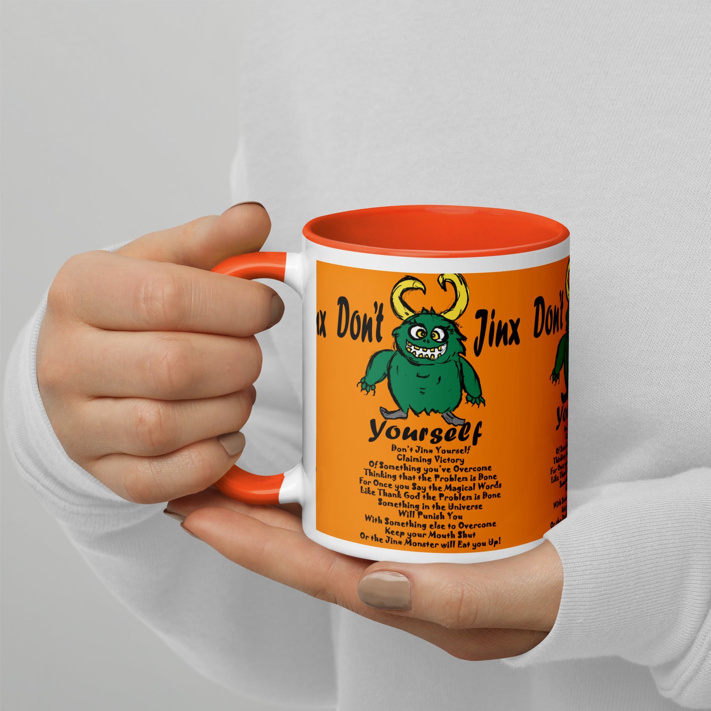 Don't Jinx Yourself Mug with Color Inside