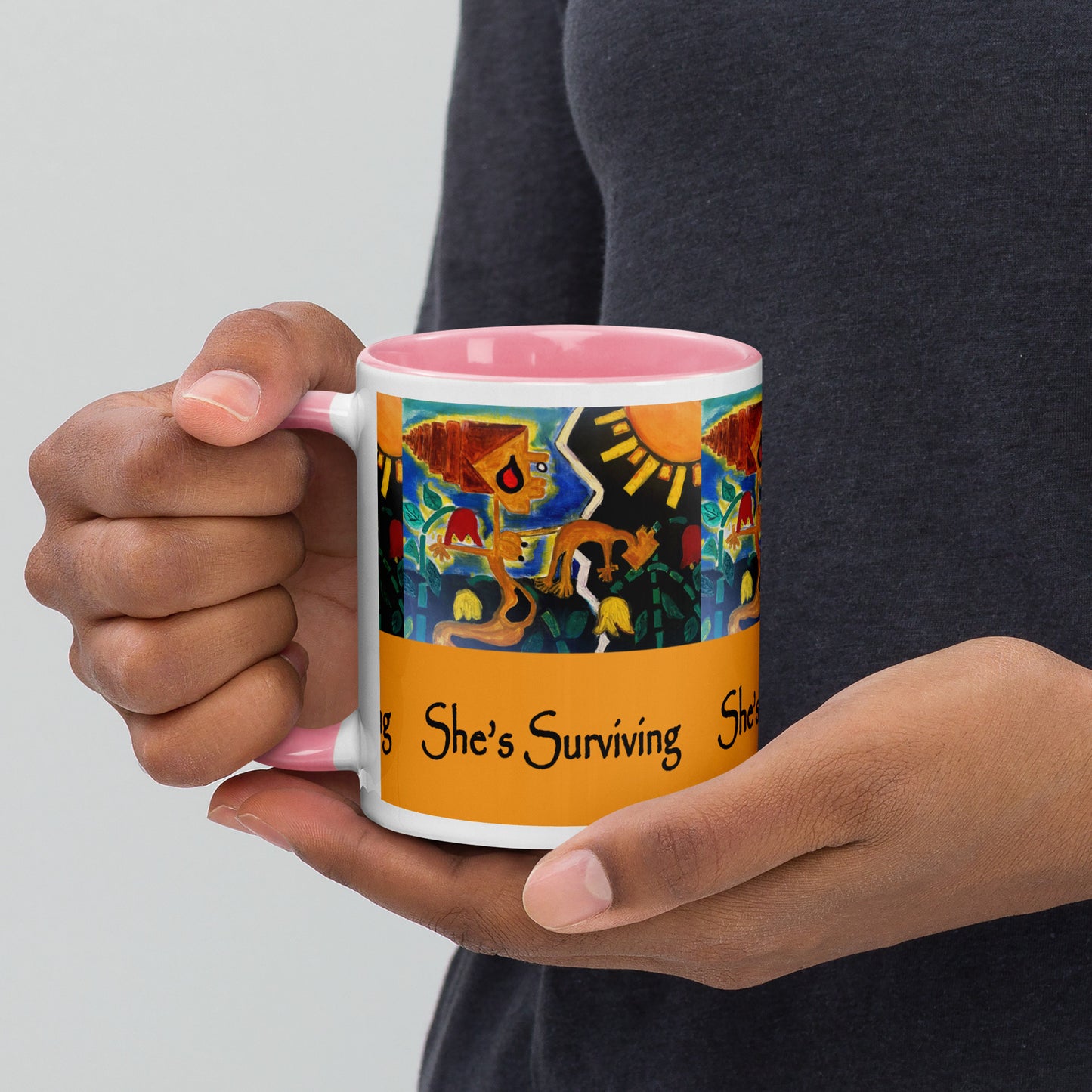 She's Surviving Mug with Color Inside