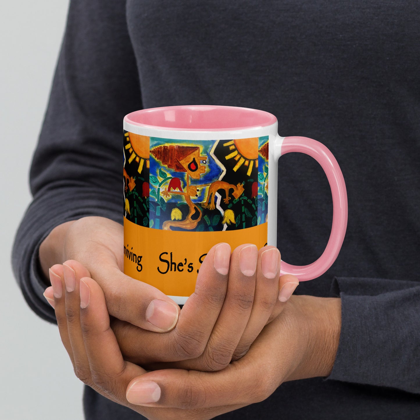 She's Surviving Mug with Color Inside