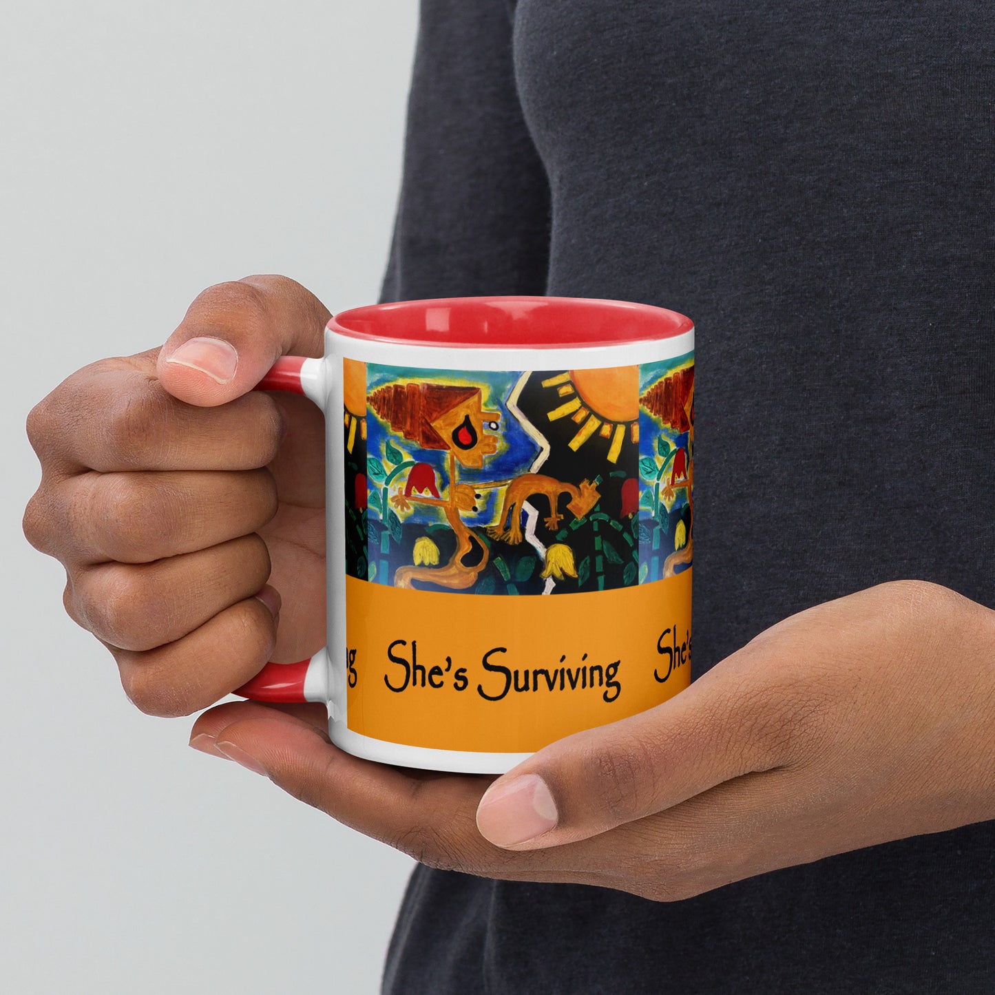 She's Surviving Mug with Color Inside