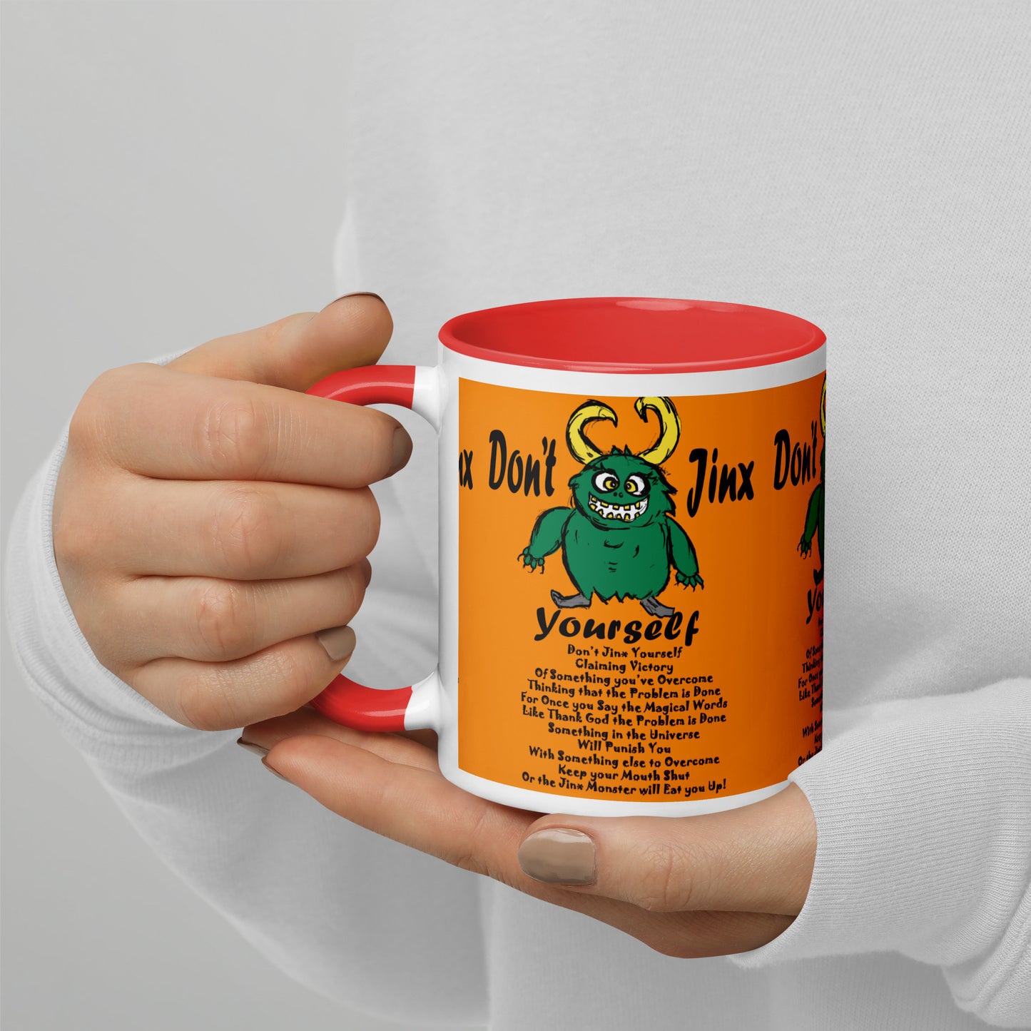 Don't Jinx Yourself Mug with Color Inside