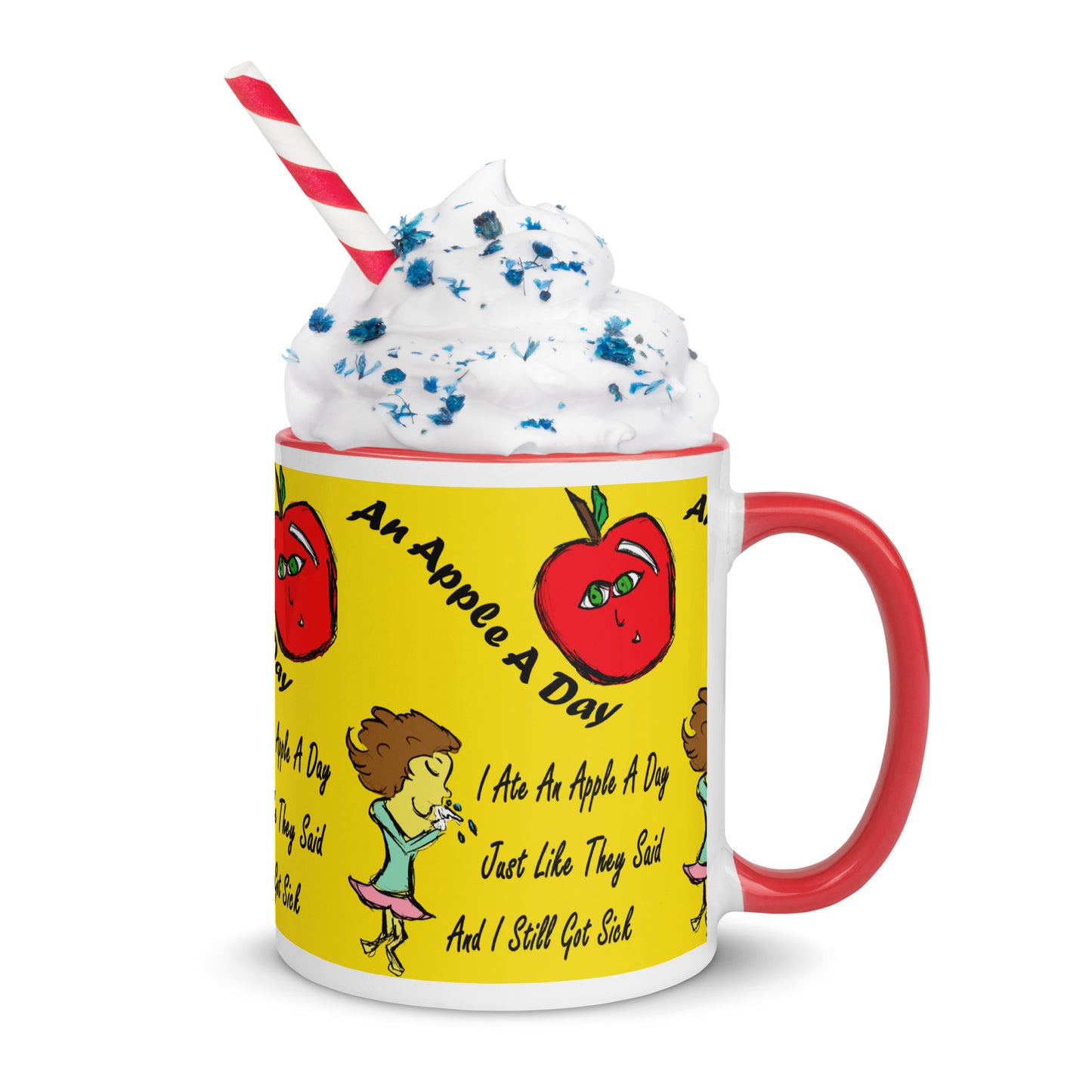 An Apple A Day Mug with Color Inside