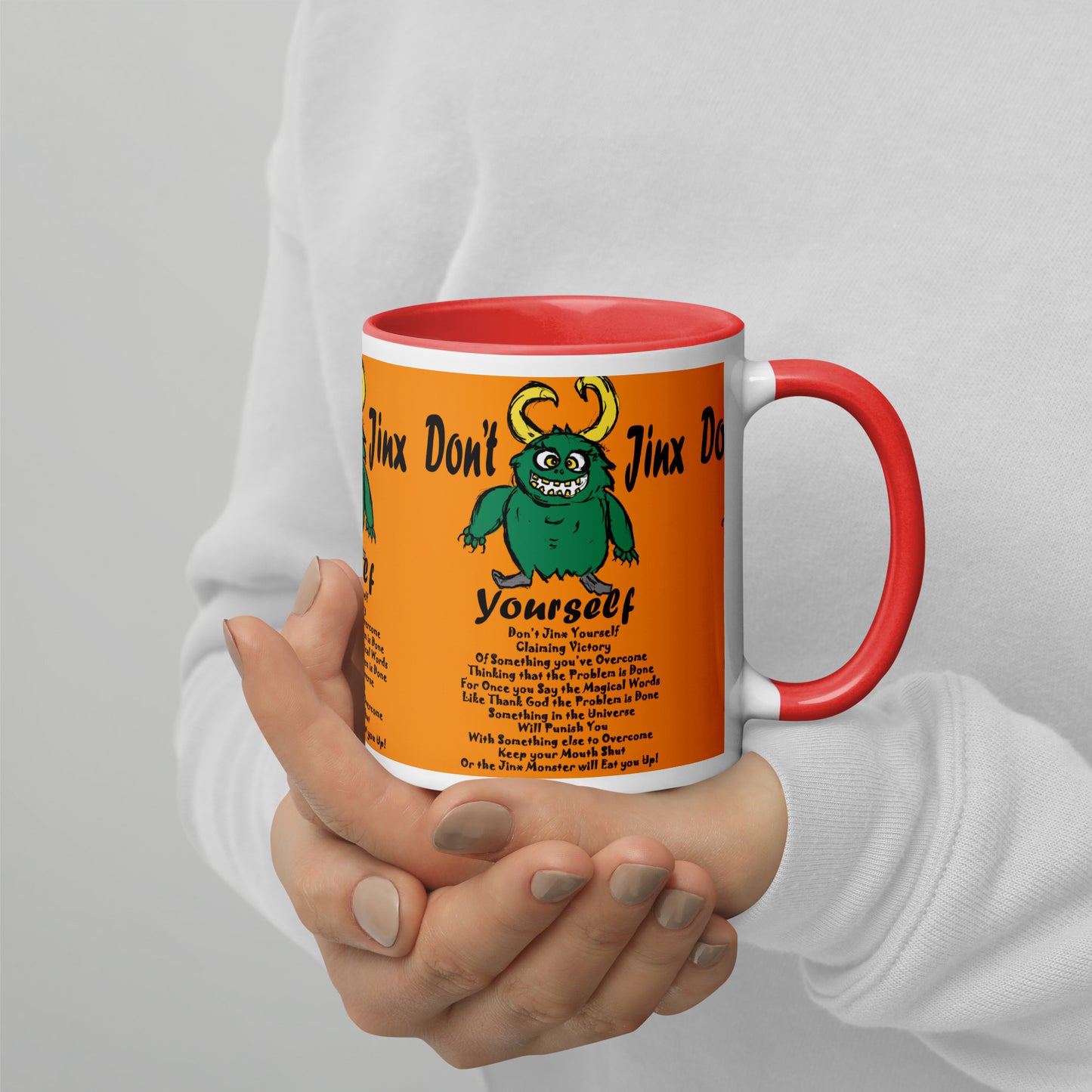 Don't Jinx Yourself Mug with Color Inside