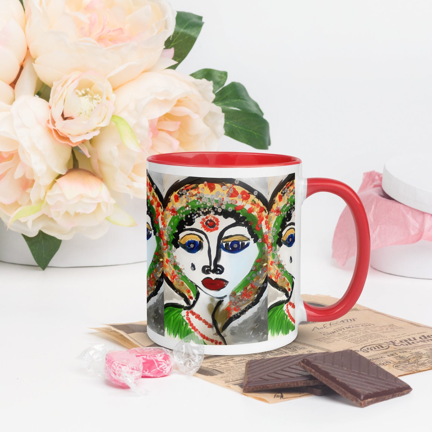 Indian Woman Mug with Color Inside