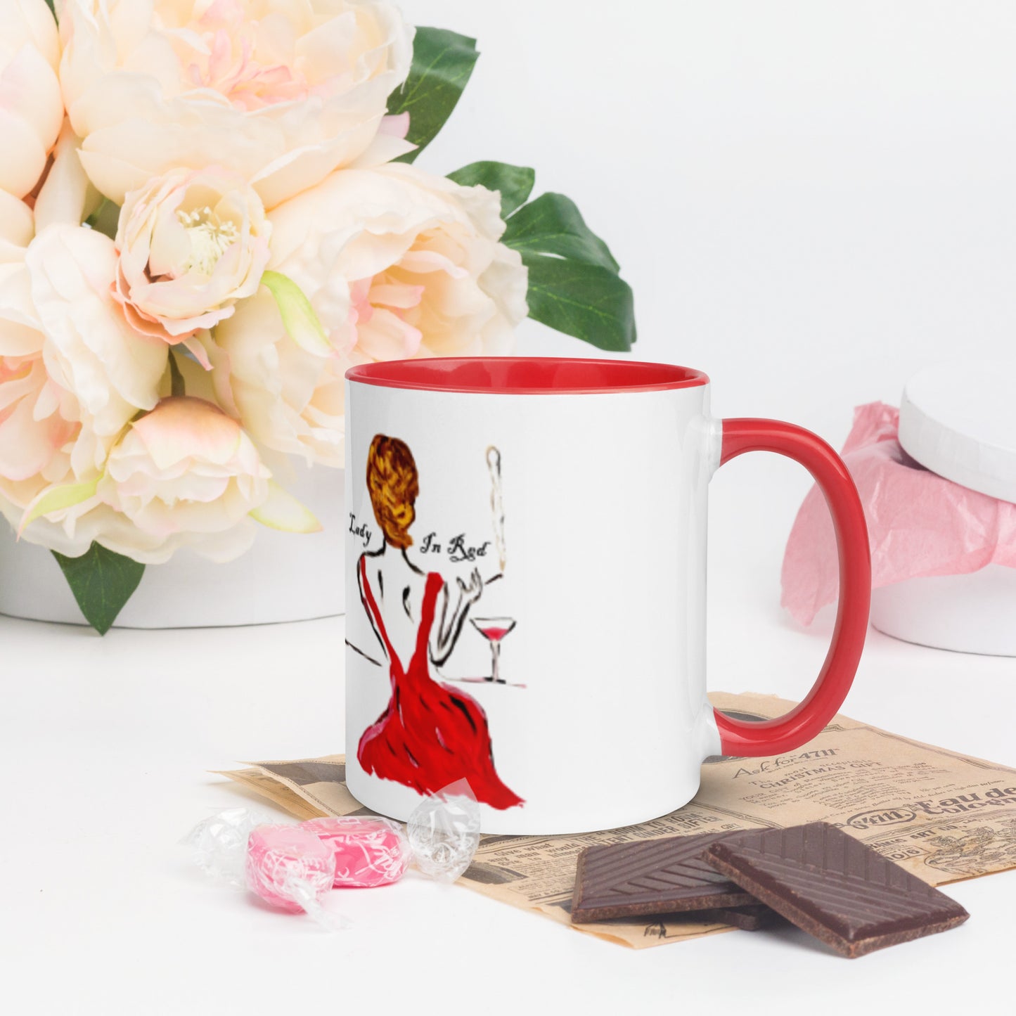 Lady In Red Mug with Color Inside - A Tango to Life