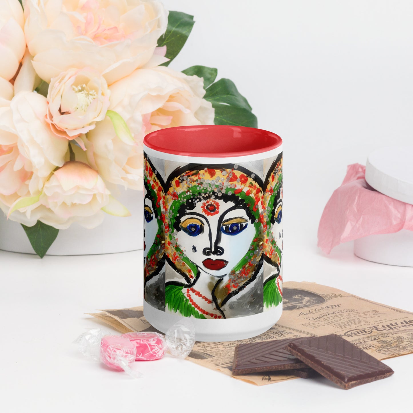 Indian Woman Mug with Color Inside