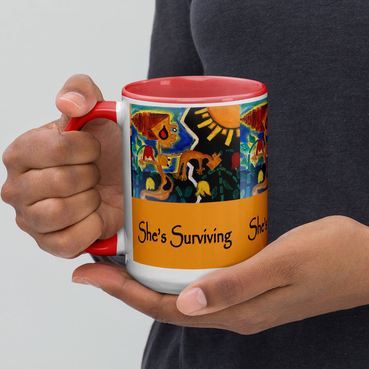 She's Surviving Mug with Color Inside