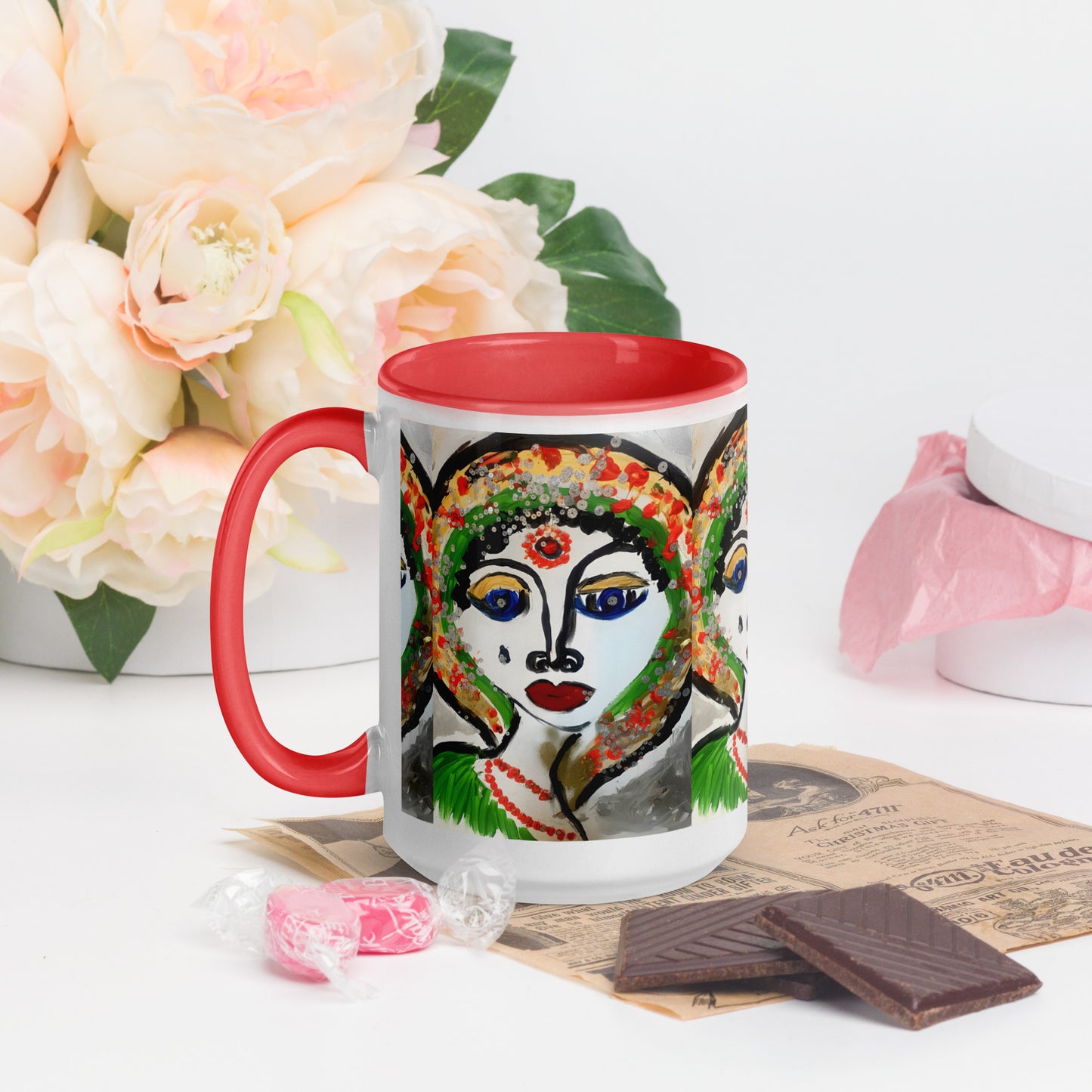 Indian Woman Mug with Color Inside