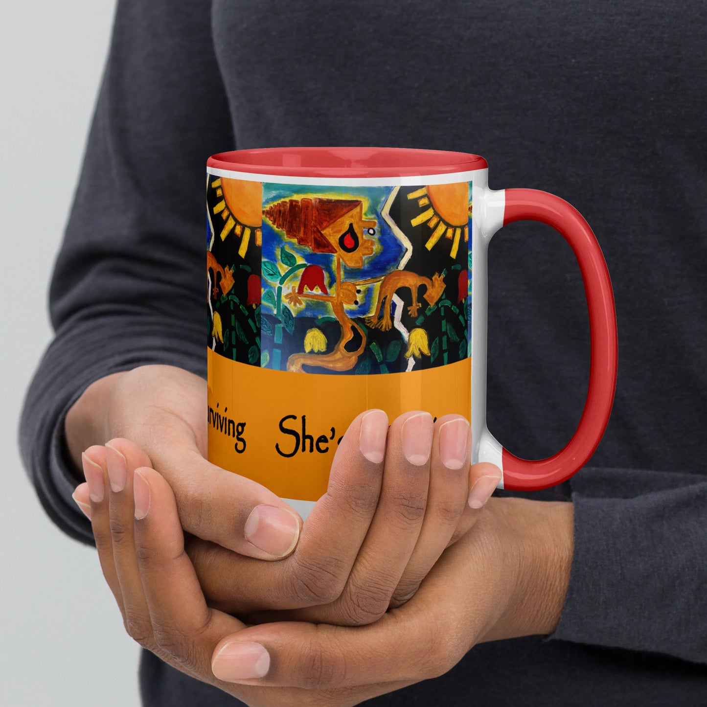 She's Surviving Mug with Color Inside