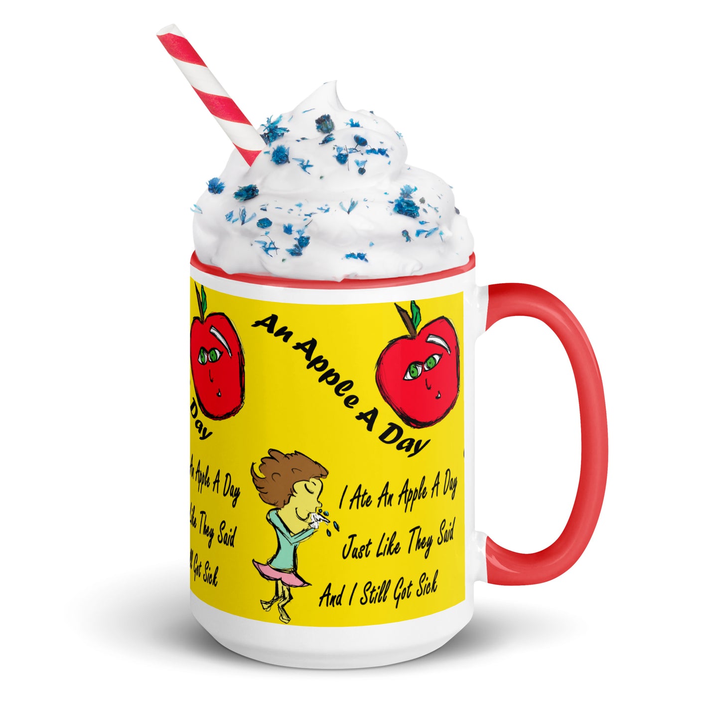 An Apple A Day Mug with Color Inside