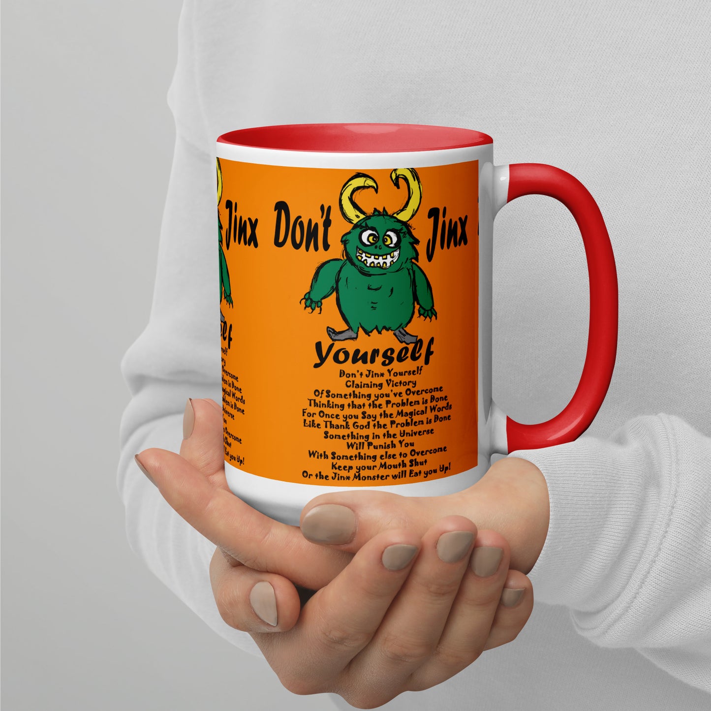 Don't Jinx Yourself Mug with Color Inside