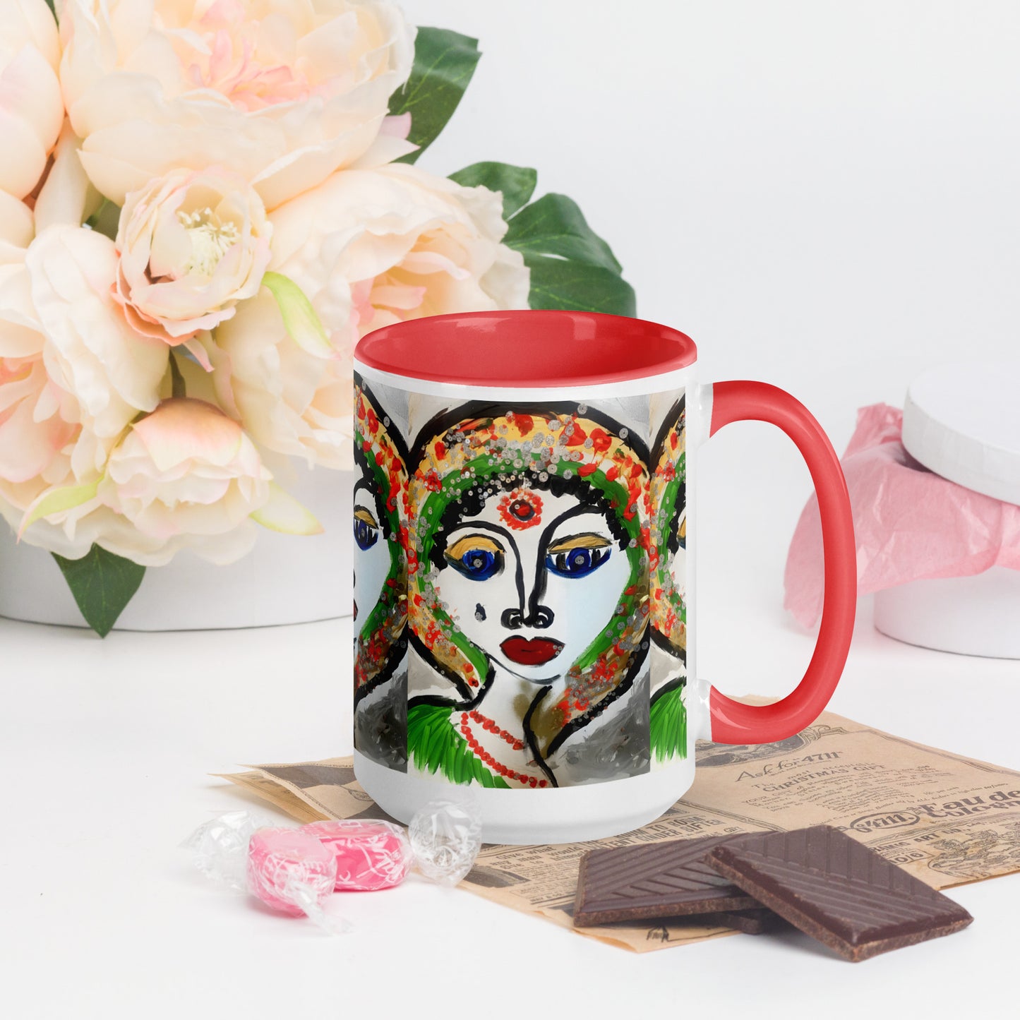 Indian Woman Mug with Color Inside