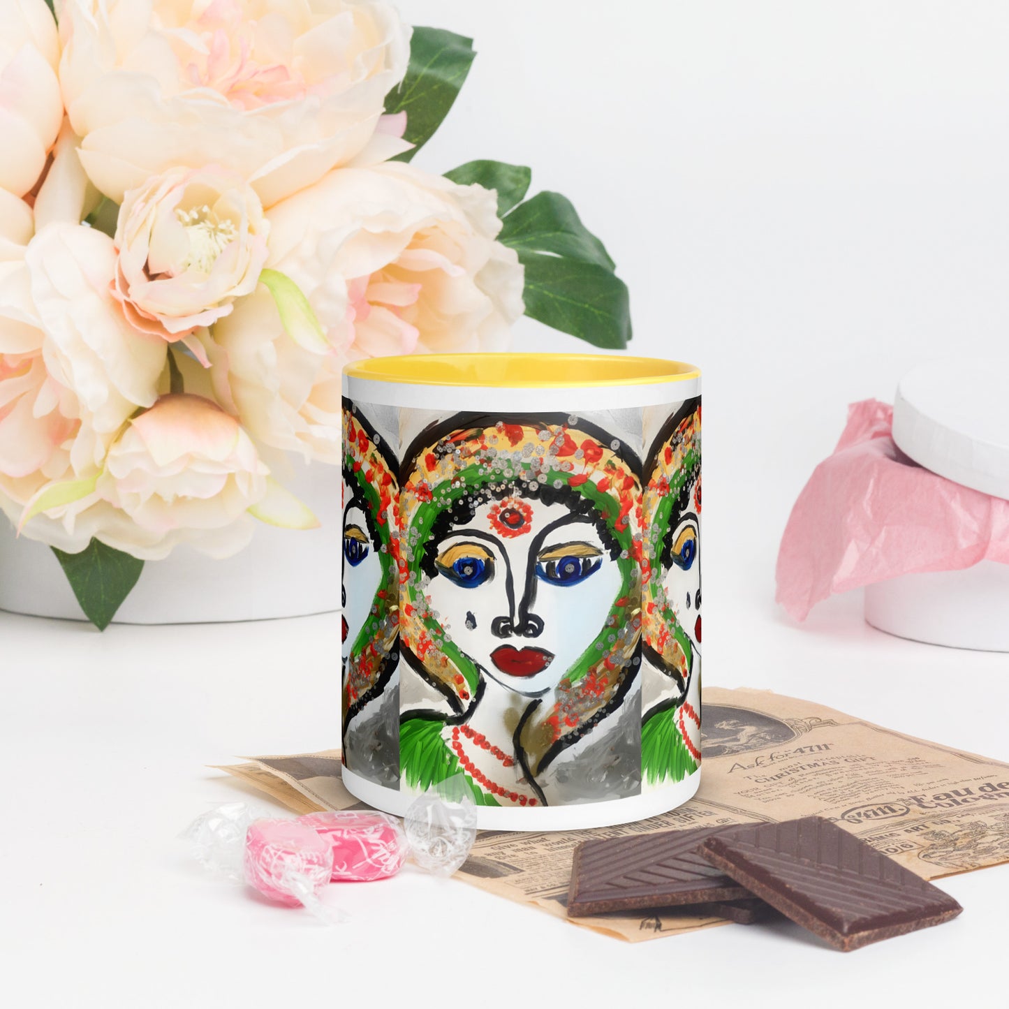 Indian Woman Mug with Color Inside