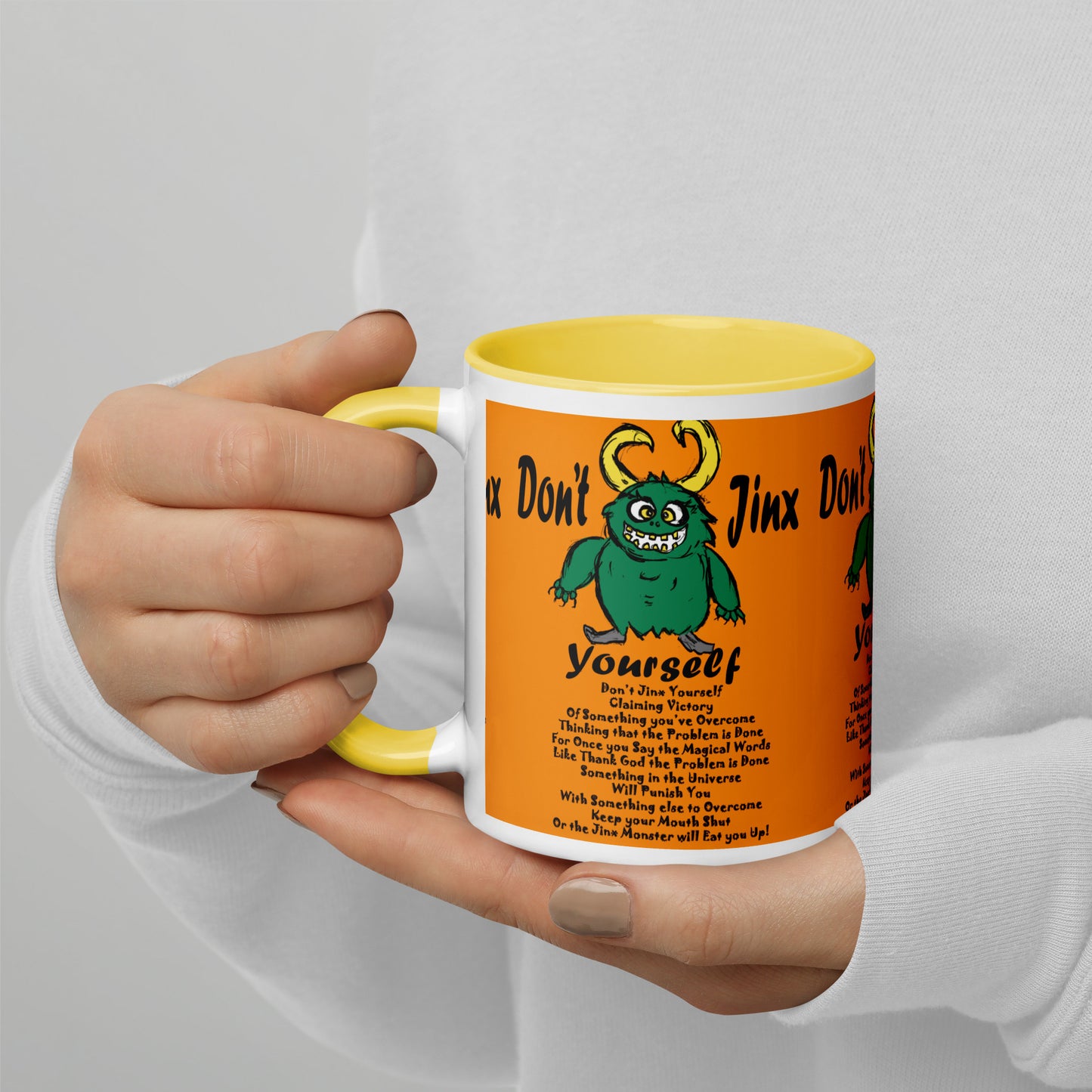 Don't Jinx Yourself Mug with Color Inside