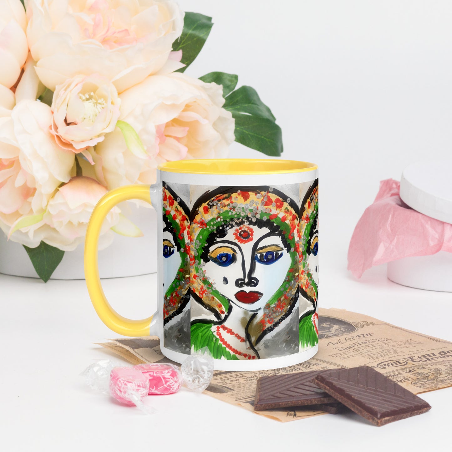 Indian Woman Mug with Color Inside