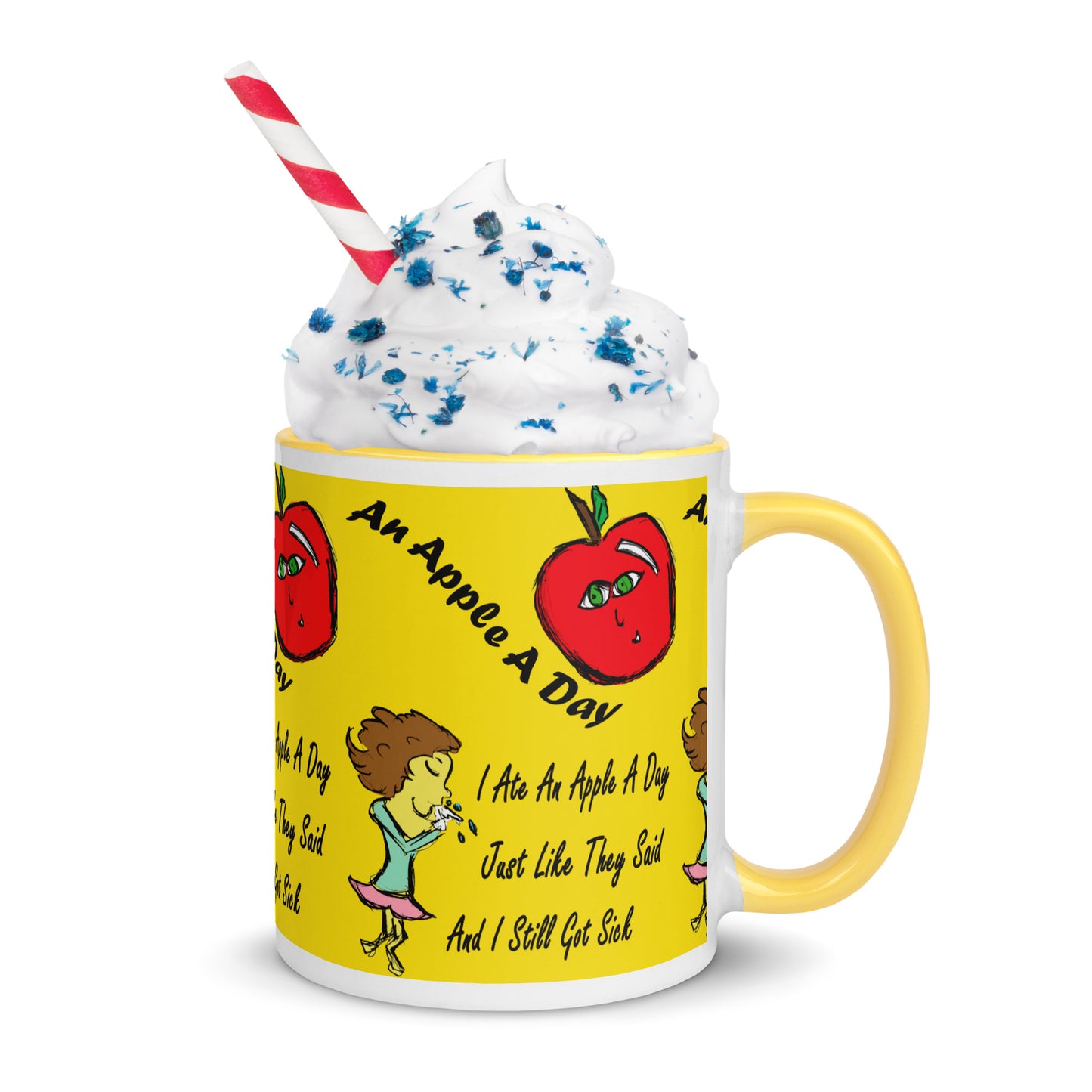 An Apple A Day Mug with Color Inside