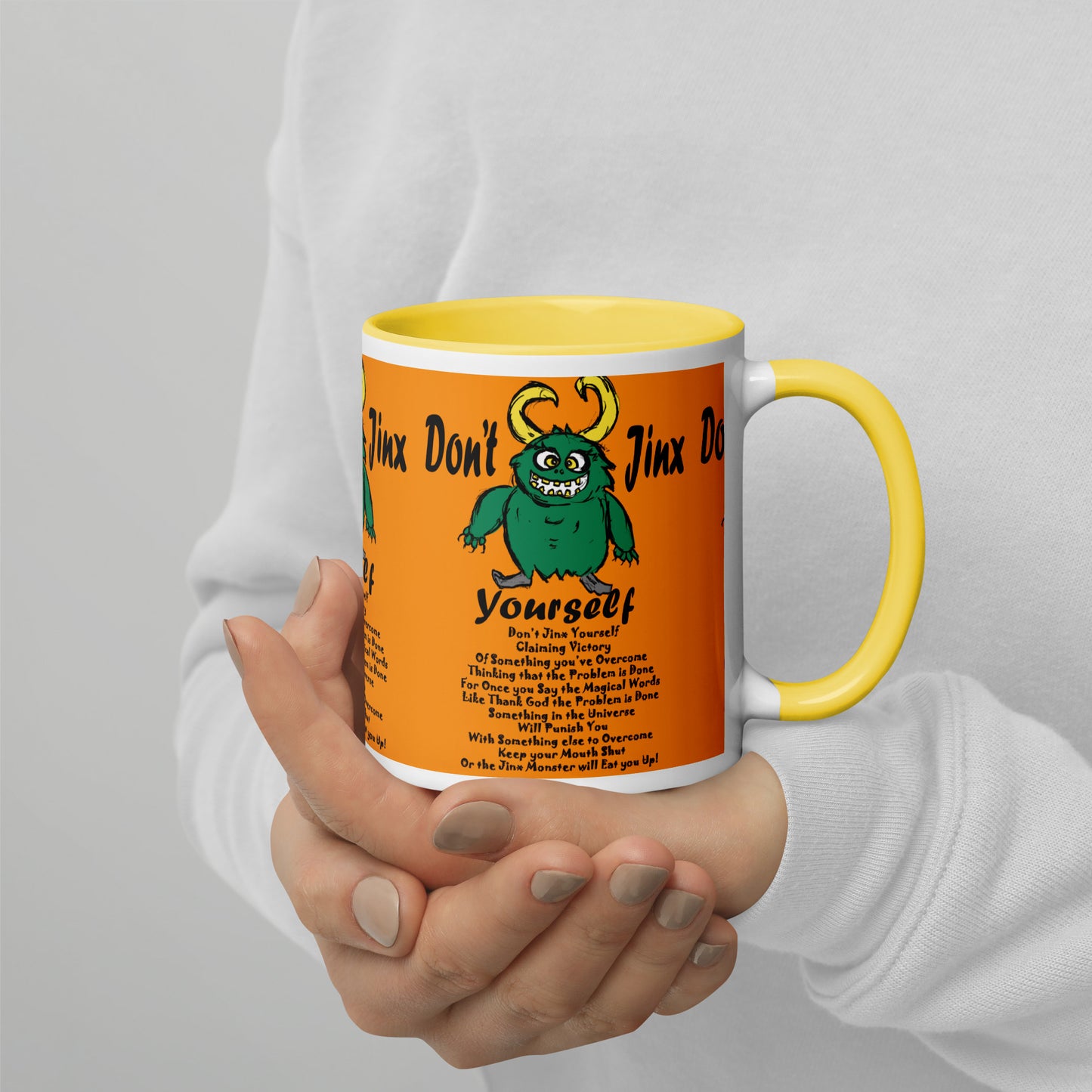 Don't Jinx Yourself Mug with Color Inside