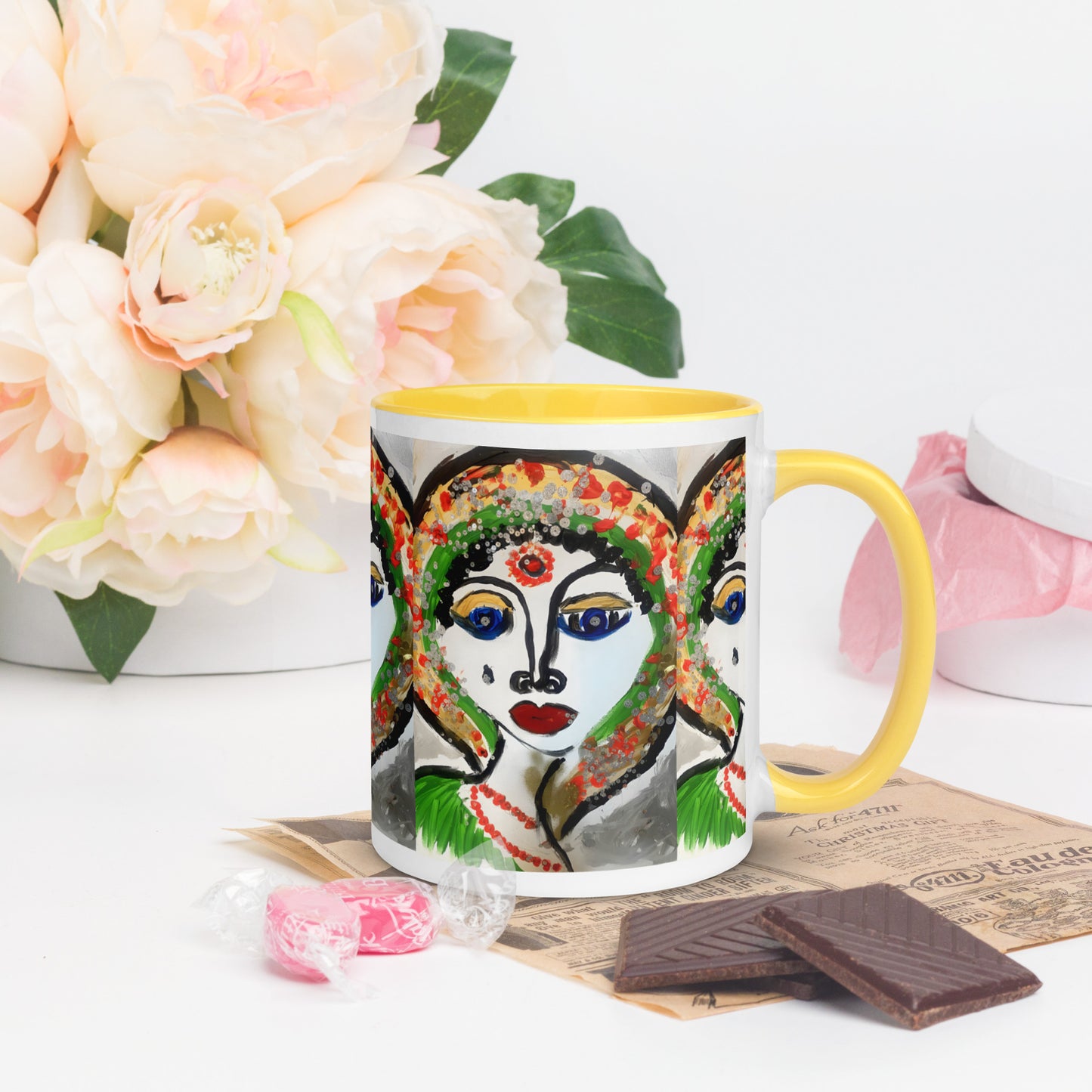 Indian Woman Mug with Color Inside