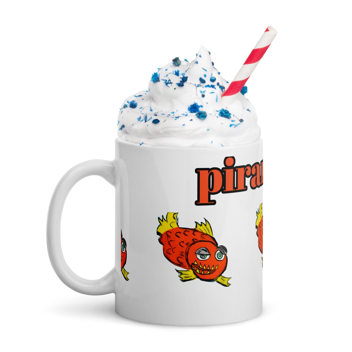 Piranha White glossy mug