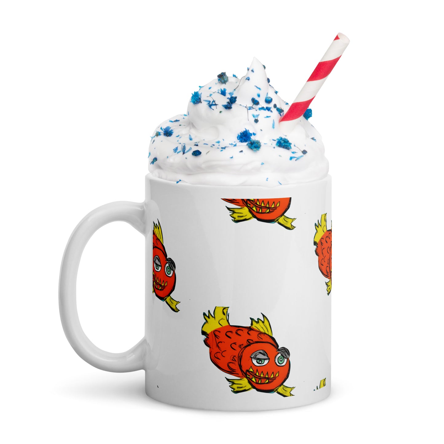 Piranha White glossy mug