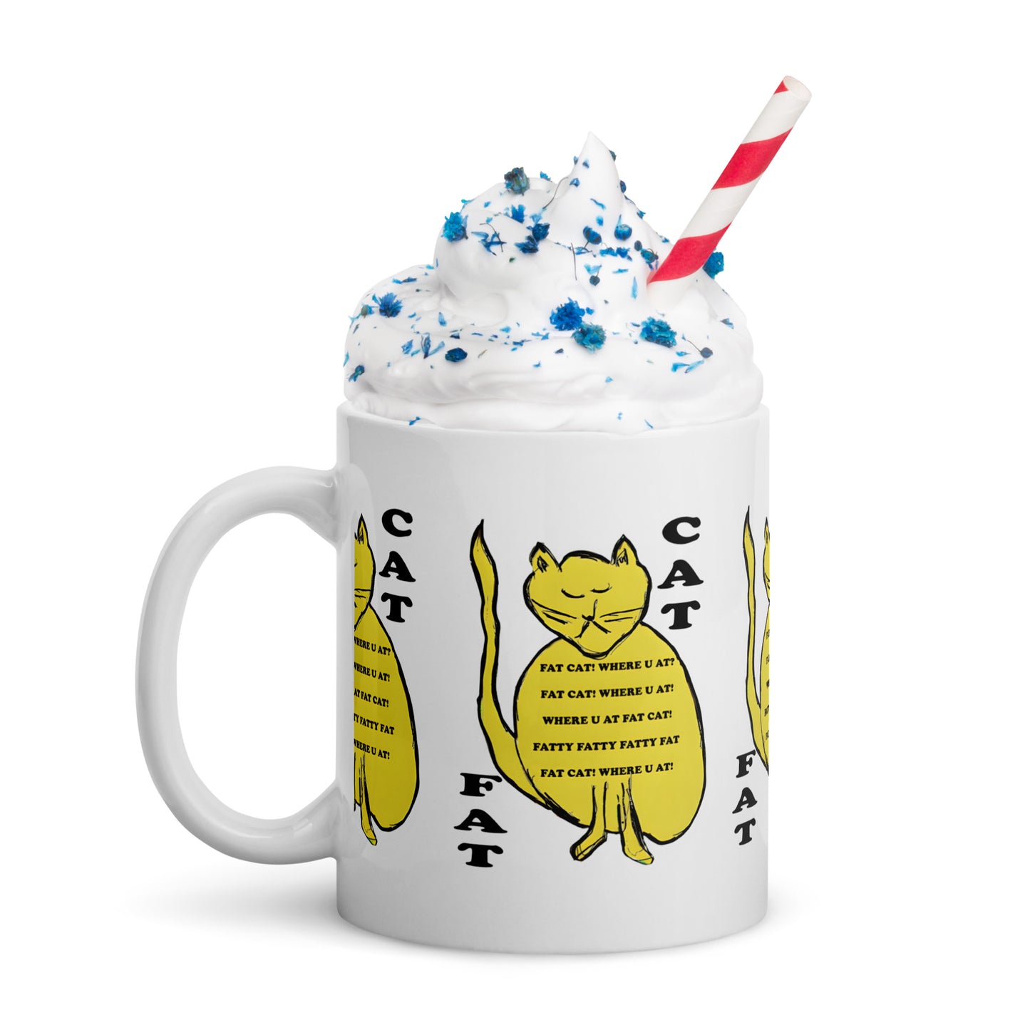 Fat Cat White glossy mug